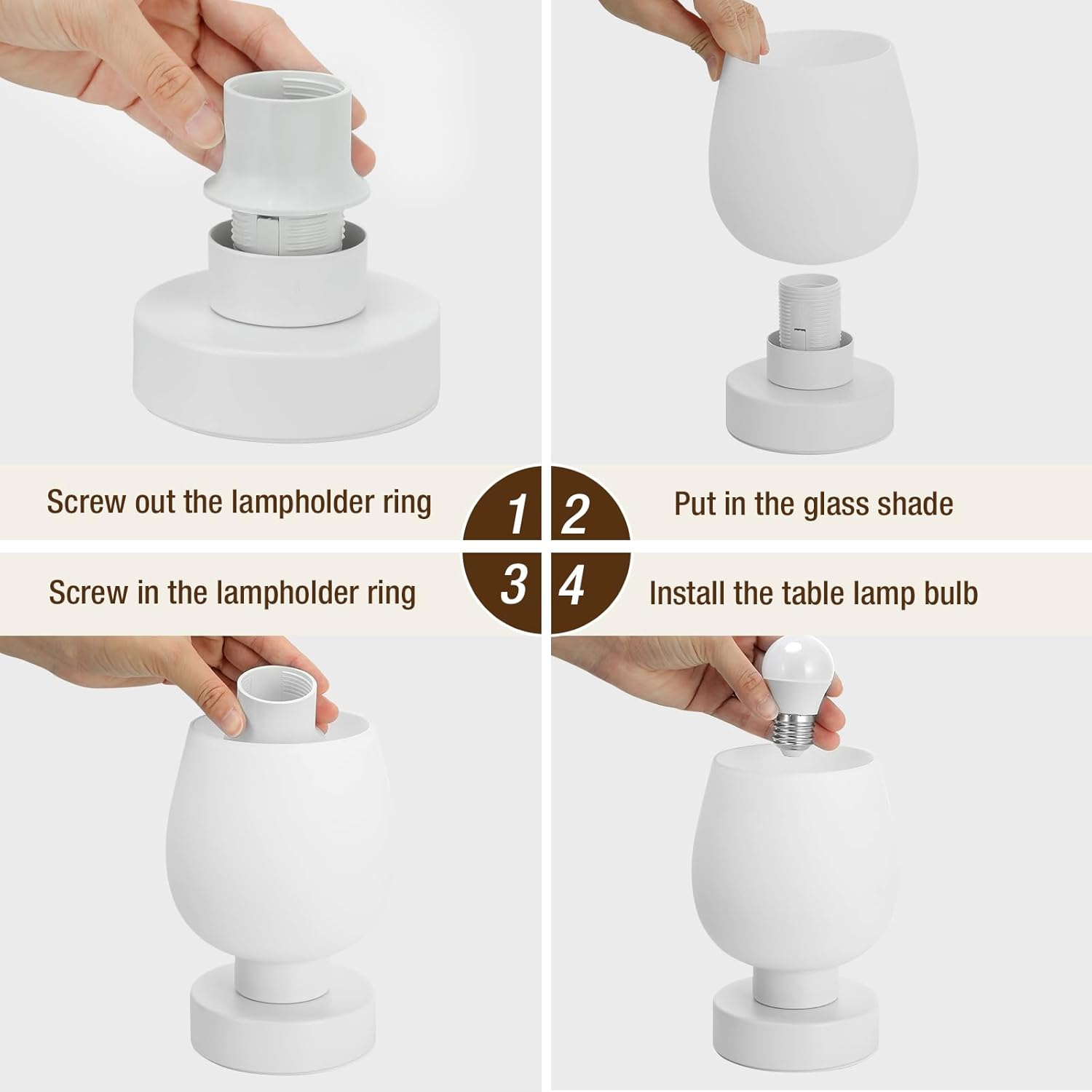 Lampe de table tactile pour table de chevet, Petite lampe de chevet pour chambre Salon, Lampe de bureau à intensité réglable avec abat-jour, Ampoules