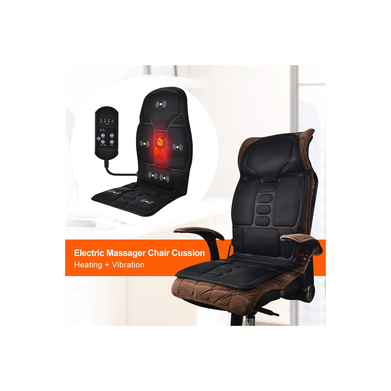 Seat Massager, Vibrating Back Massager for Chair Massage Cushion to Relieve Stress and Fatigue