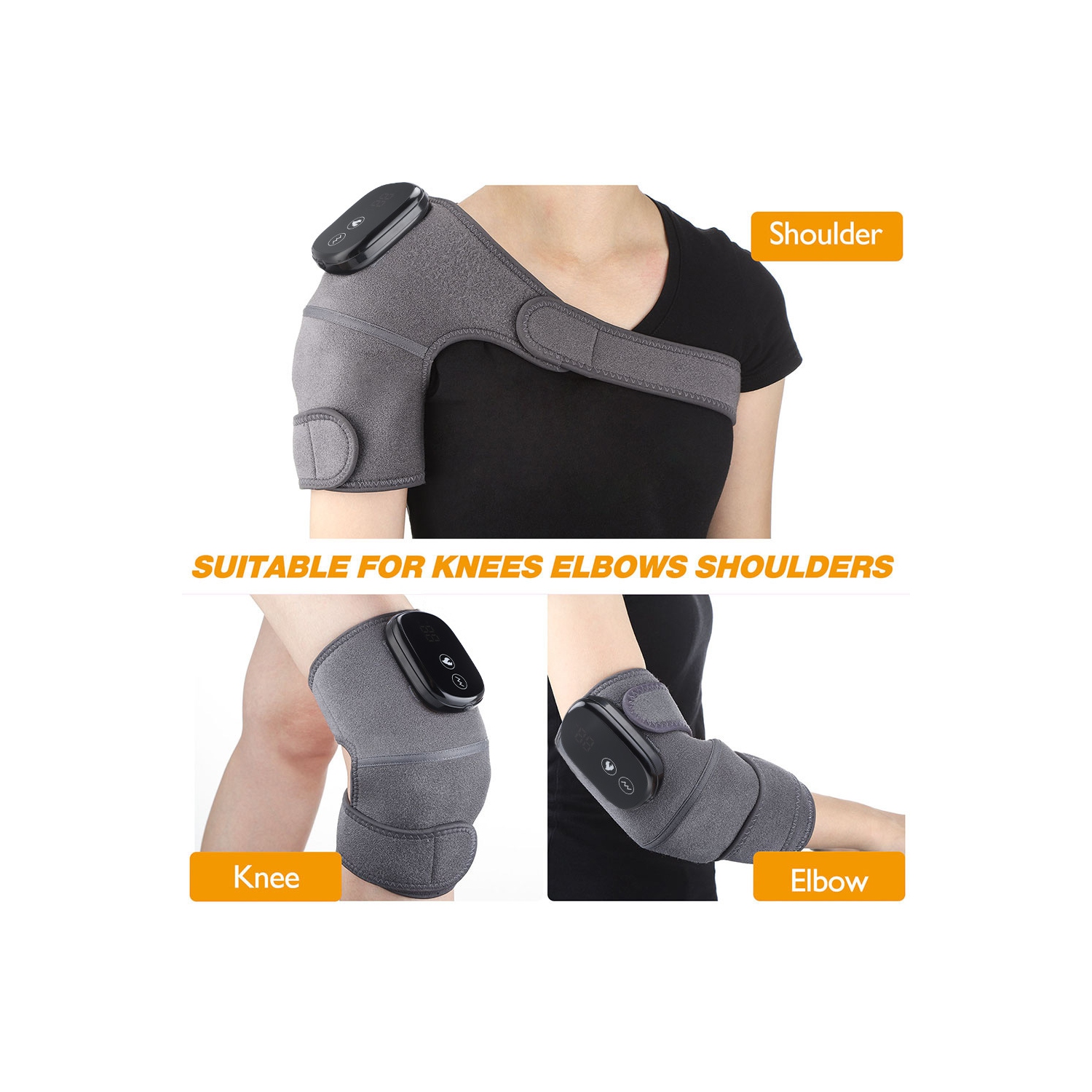 Electric knee massager with IR heating, 3-in-1 Cordless Knee Massager Electric Heating Knee Shoulder Pad 3-Modes Vibration Leg Joint Muscle Relax