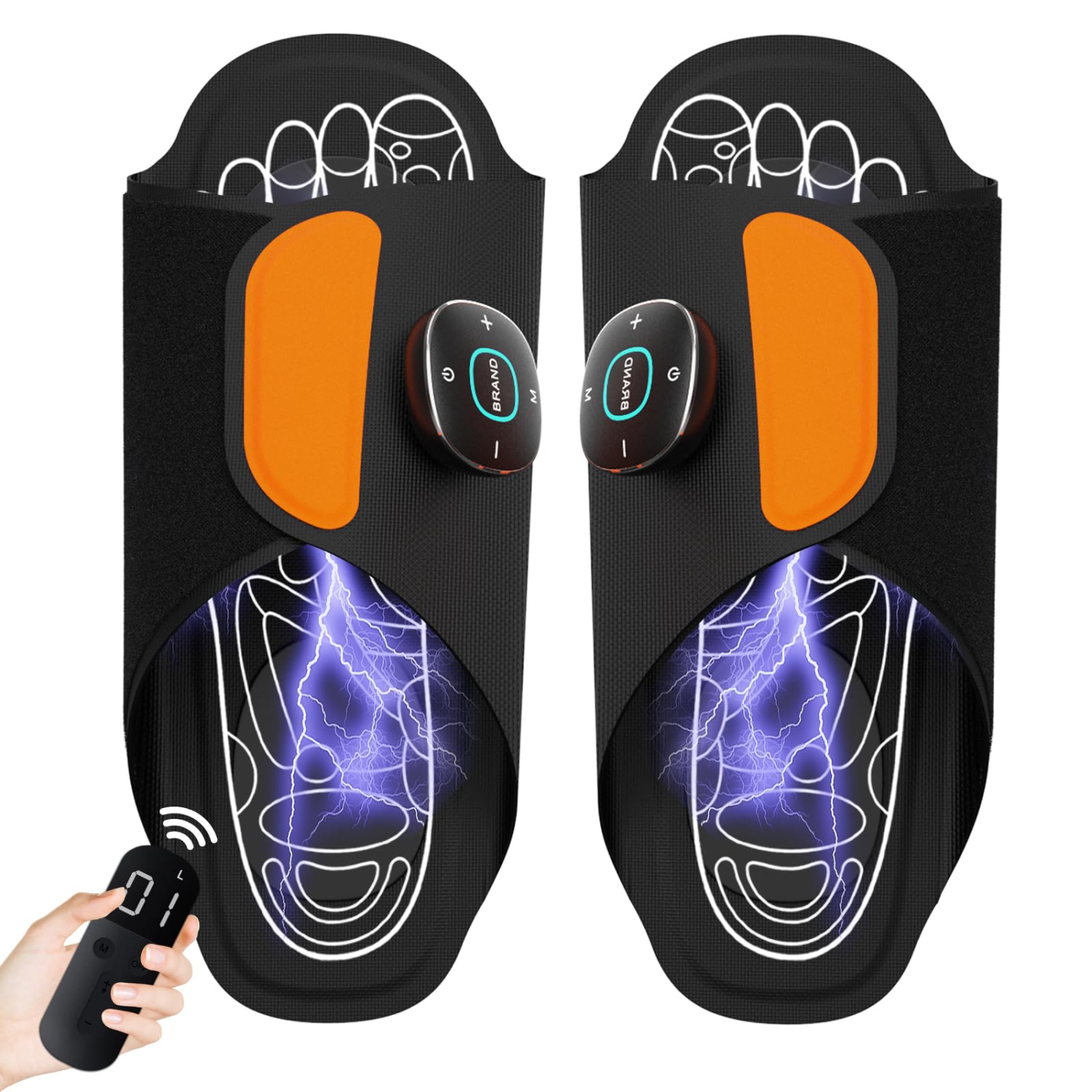 EMS Foot Massager Mat - for Pain Plantar Relief, Wearable Legs & Feet Massager Pad with Remote Control