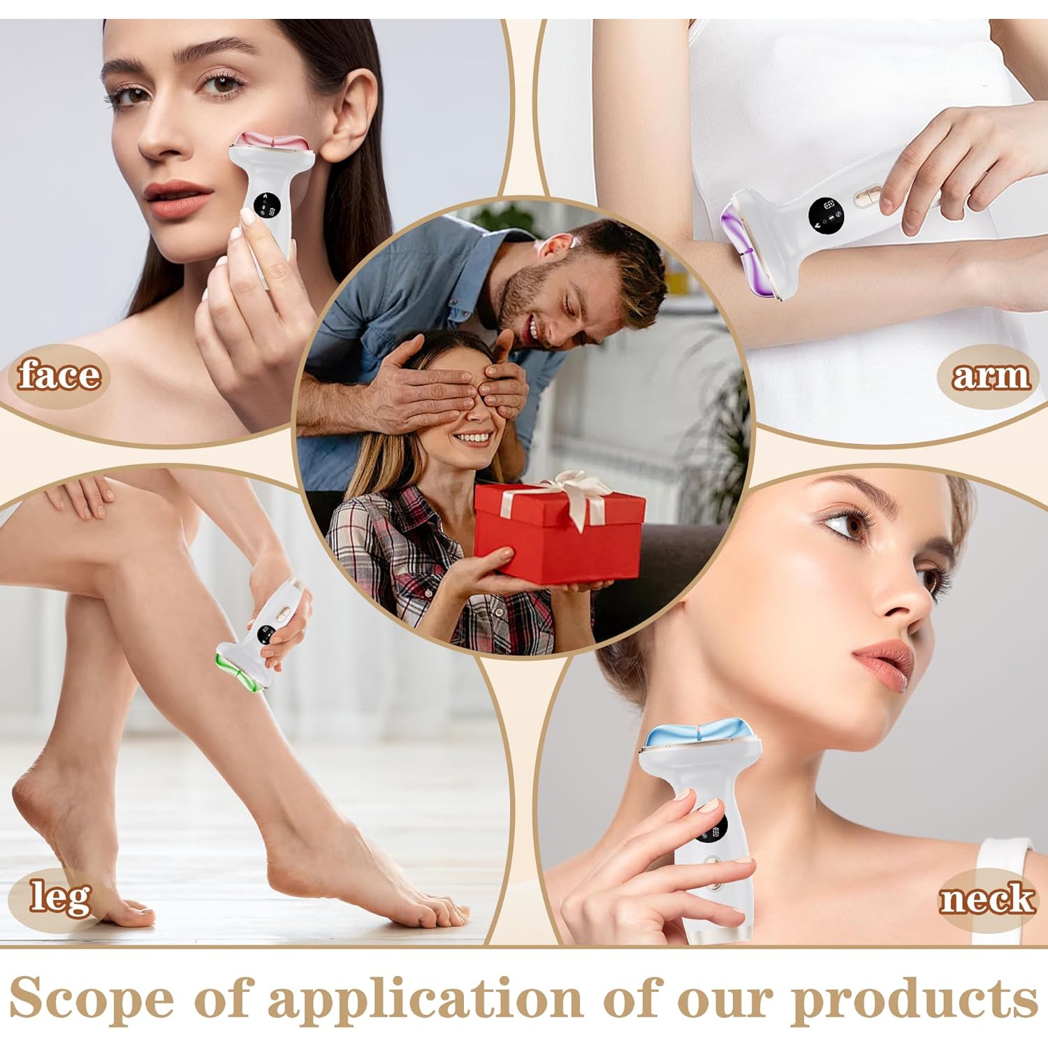 Hot & Cold Dual Mode Face Neck Beauty Massager,7 Color LED Light Microcurrent Facial Sculptor,Heating & Ice Compress Beauty Device for Skin Care,Face