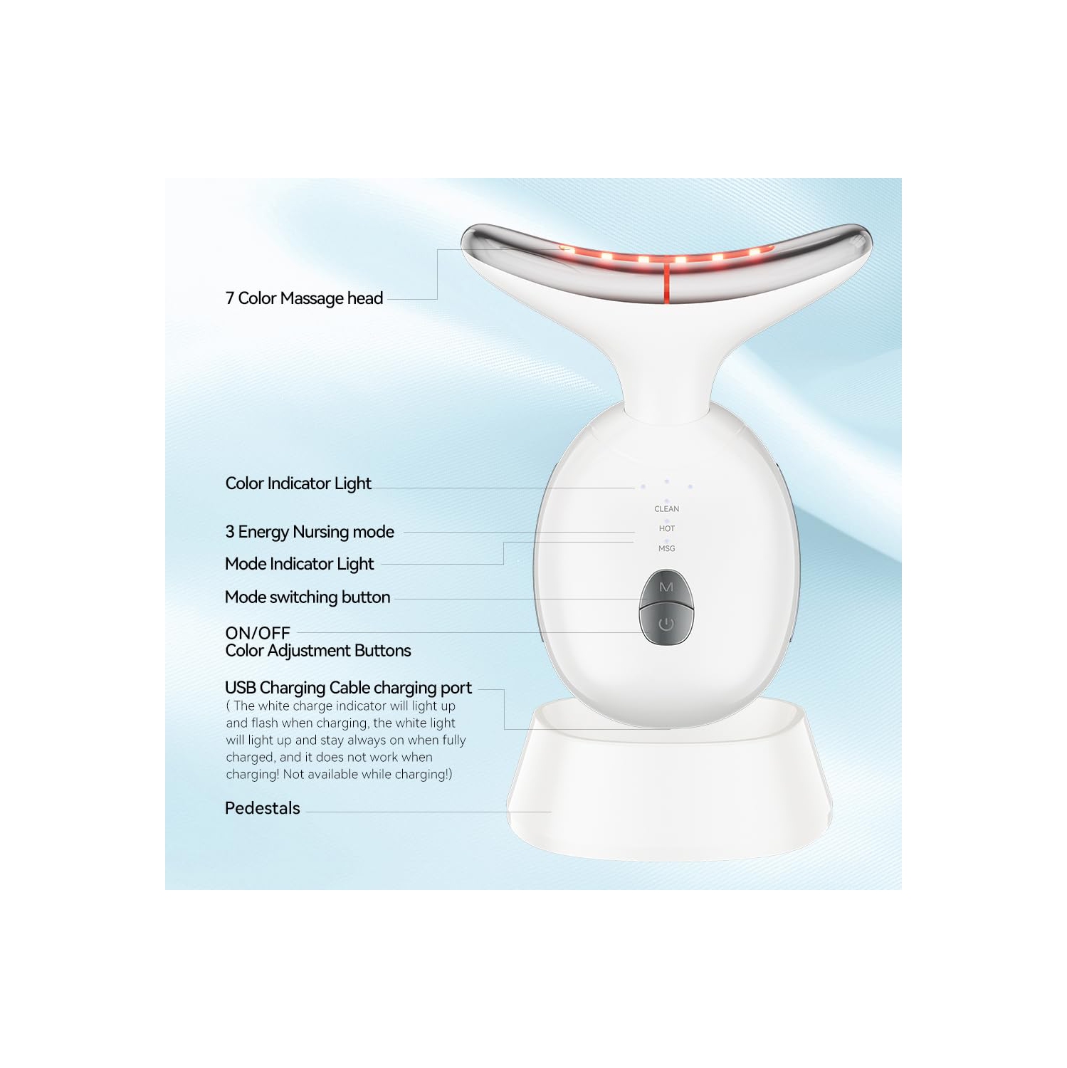 Face & Neck Massager Tool,7-in-1 Facial Massager,Face Sculpting Tool with Thermals,3 Modes Portable Face Neck Beauty Device for Skin Care