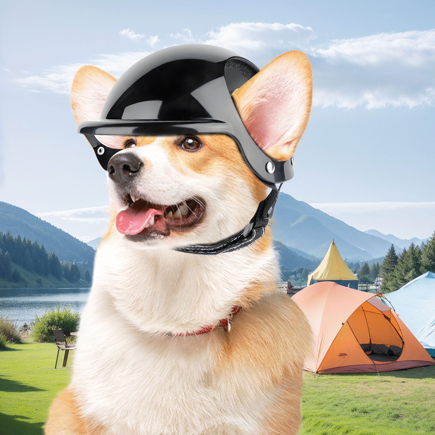 Casques pour chiens de grande taille Casques avec oreilles pour motocyclette Casques pour chiens Multi-Sport Casque pour chiens d'extérieur