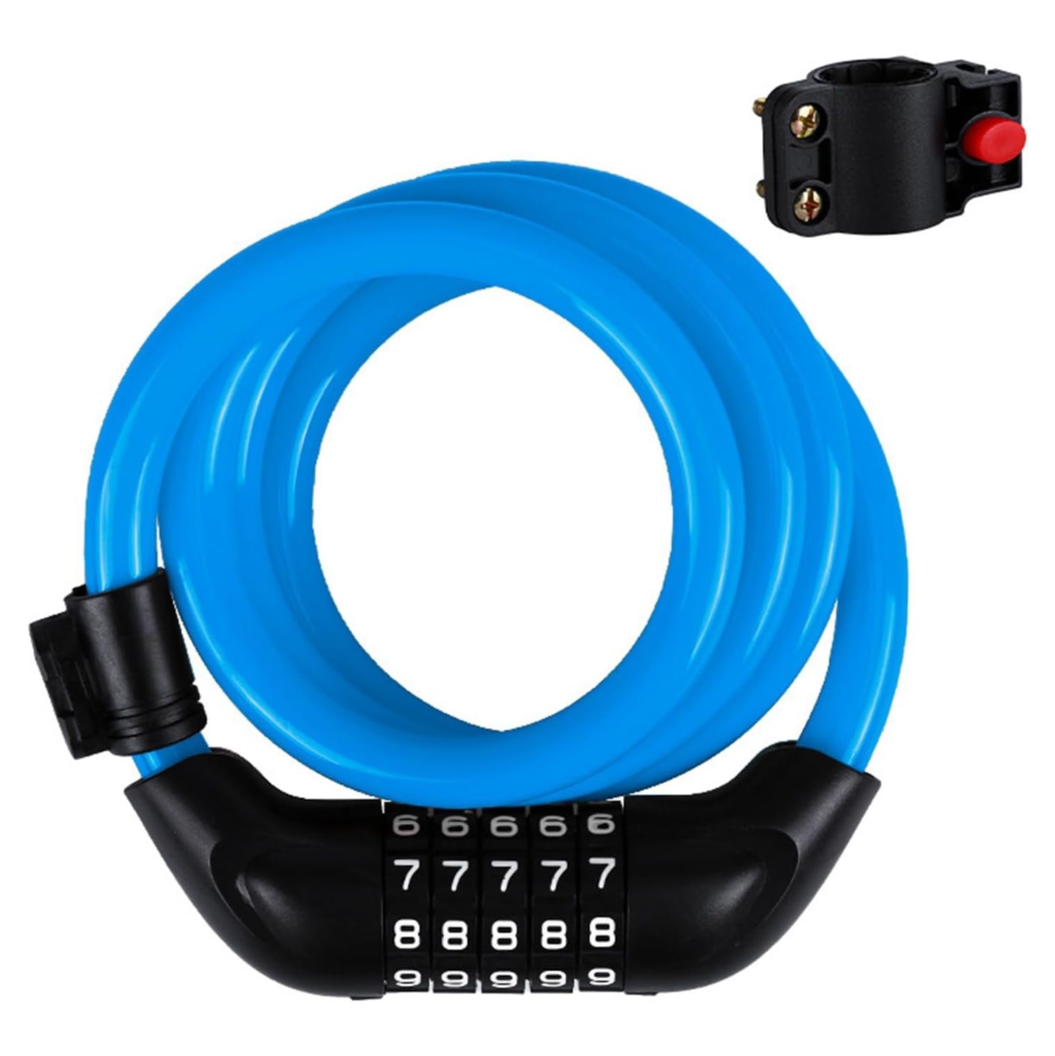 Bike lock, 4-foot long weatherproof heavy duty anti-theft security bike chain lock, 5-position resettable coil cable lock for locking mountain bike