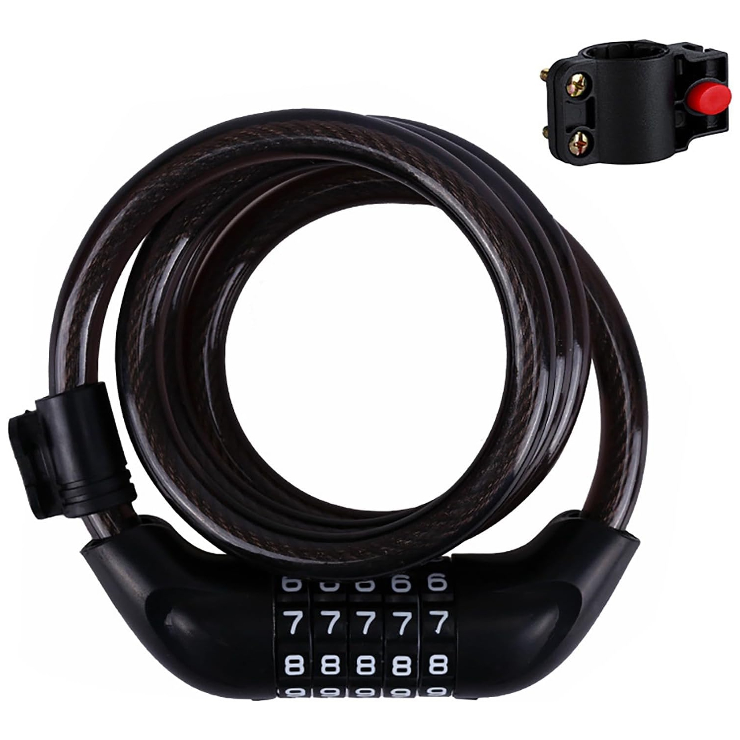 Bike lock, 4-foot long weatherproof heavy duty anti-theft security bike chain lock, 5-position resettable coil cable lock for locking mountain bike