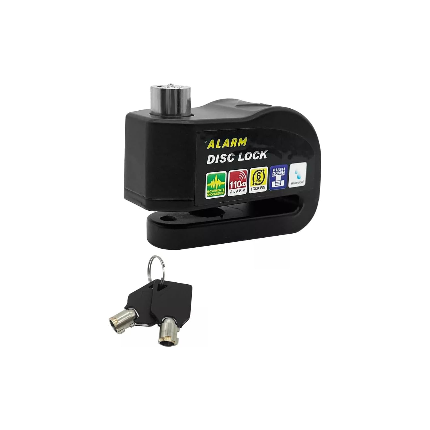 Verrou de frein à disque, alarme très robuste de 110 dB antivol pour moto/vélo, verrou de disque de sécurité robuste avec clé pour motocyclettes,