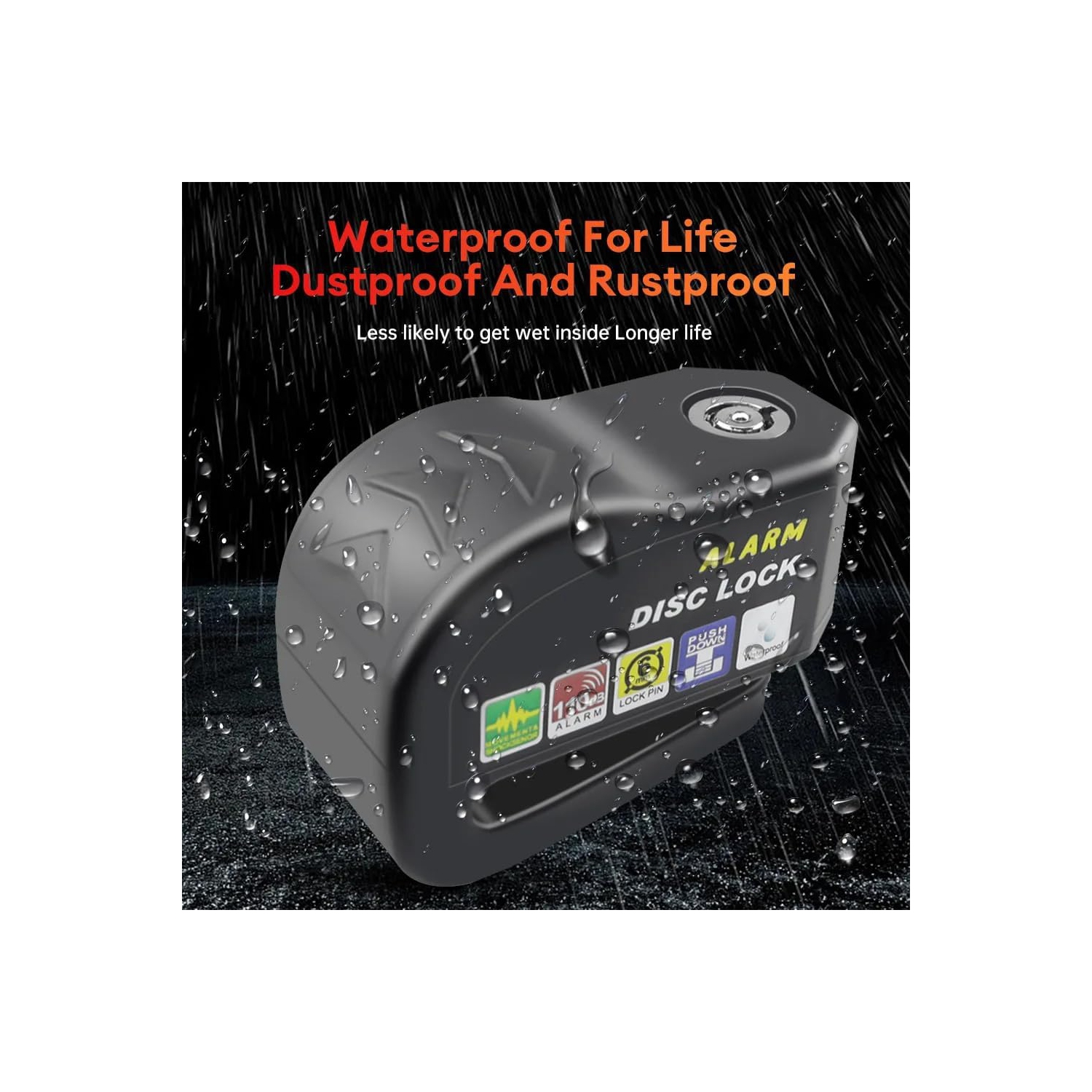 Verrou de frein à disque, alarme très robuste de 110 dB antivol pour moto/vélo, verrou de disque de sécurité robuste avec clé pour motocyclettes,