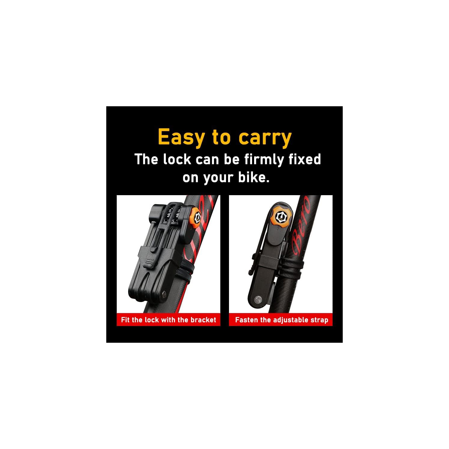 Cadenas pliant pour vélo, cadenas antivol à combinaison à 4 chiffres, alliage d'acier robuste, revêtement antirayure, étanche, antirouille, verrou