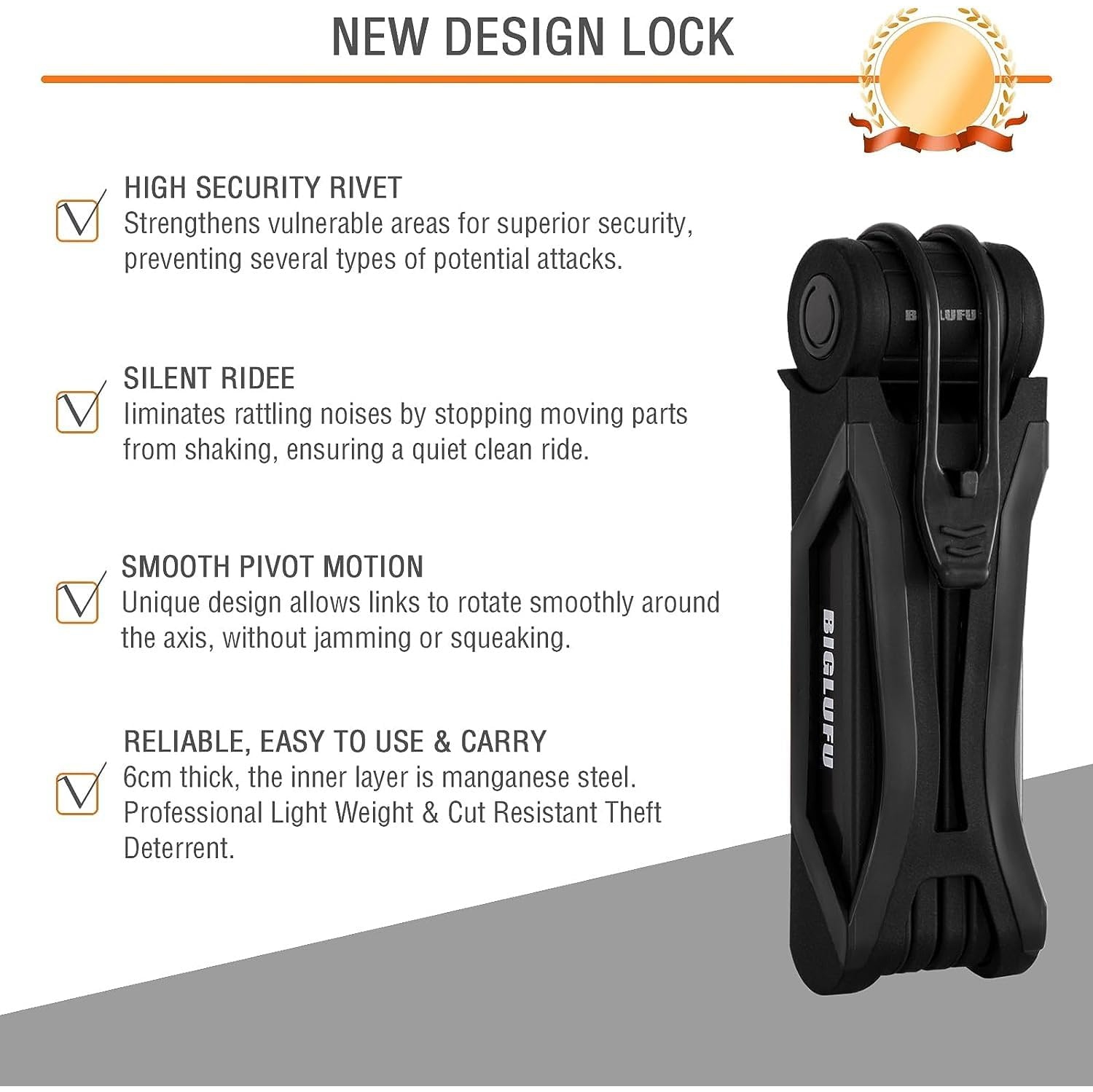 Cadenas pour vélo Trottinette pour moto avec verrou pliable à 2 clés, chaîne pliable en acier allié robuste