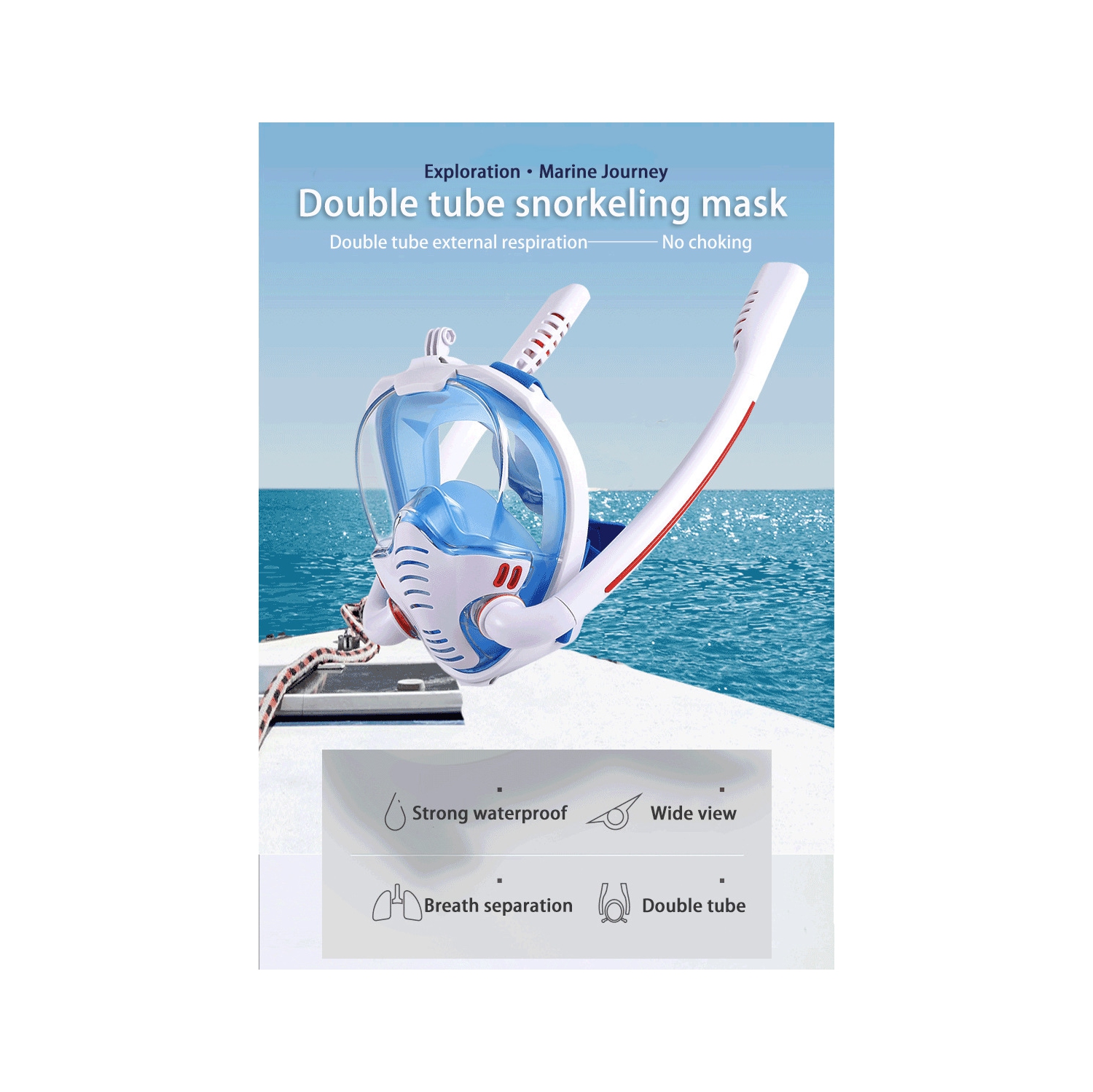 Double-tube full dry diving goggles | 180° panoramic HD mask | Waterproof and leakproof | Adult snorkeling equipment | Underwater photography [L/XL