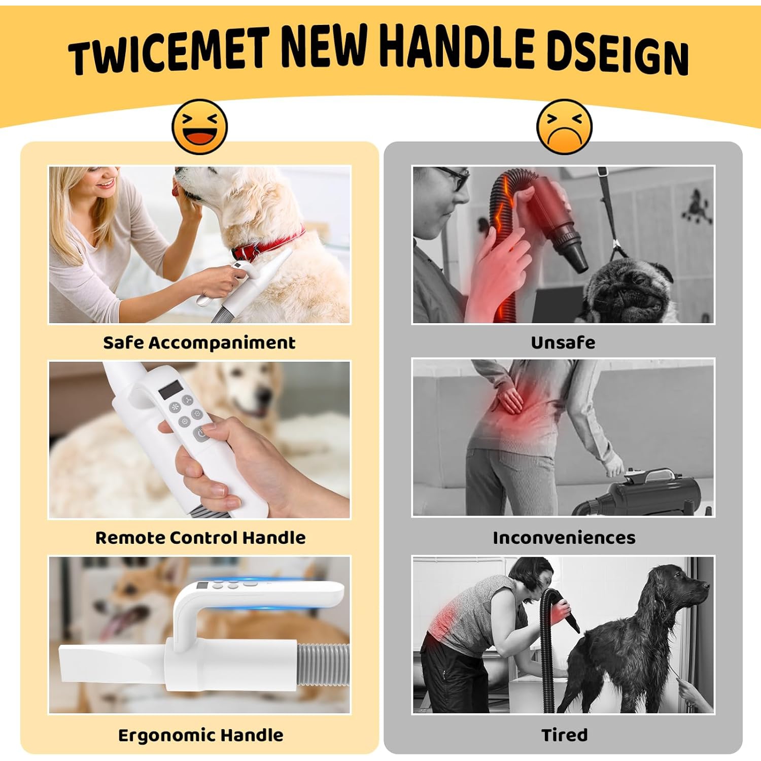 9-Speed Pro Dog Dryer - 300ft/s High-Speed, 70dB Quiet, 4 Nozzles & Negative Ion - Fast Drying for Small/Large Breeds with Smart Handle Design