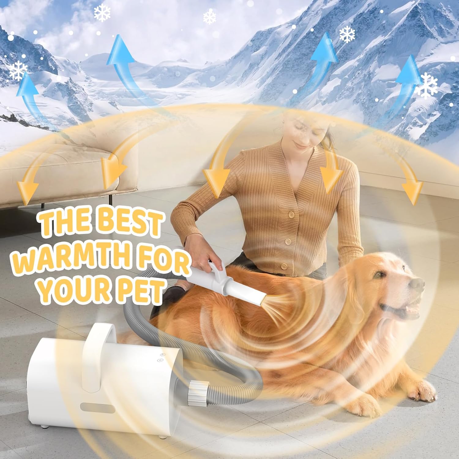 9-Speed Pro Dog Dryer - 300ft/s High-Speed, 70dB Quiet, 4 Nozzles & Negative Ion - Fast Drying for Small/Large Breeds with Smart Handle Design