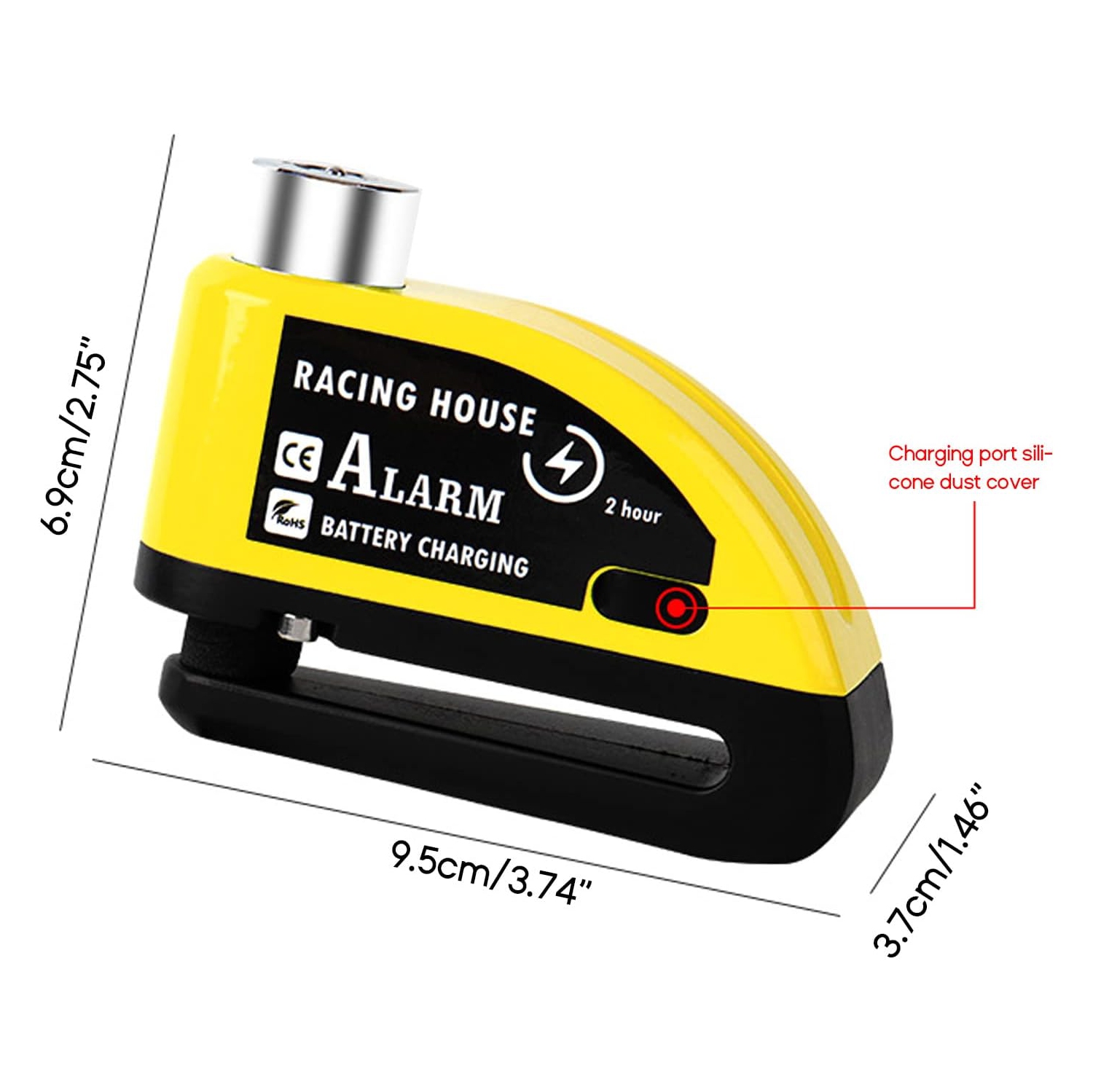 Disc brake lock with alarm, anti-theft, motorcycle alarm with 110 dB alarm, motorcycle alarm padlock - black