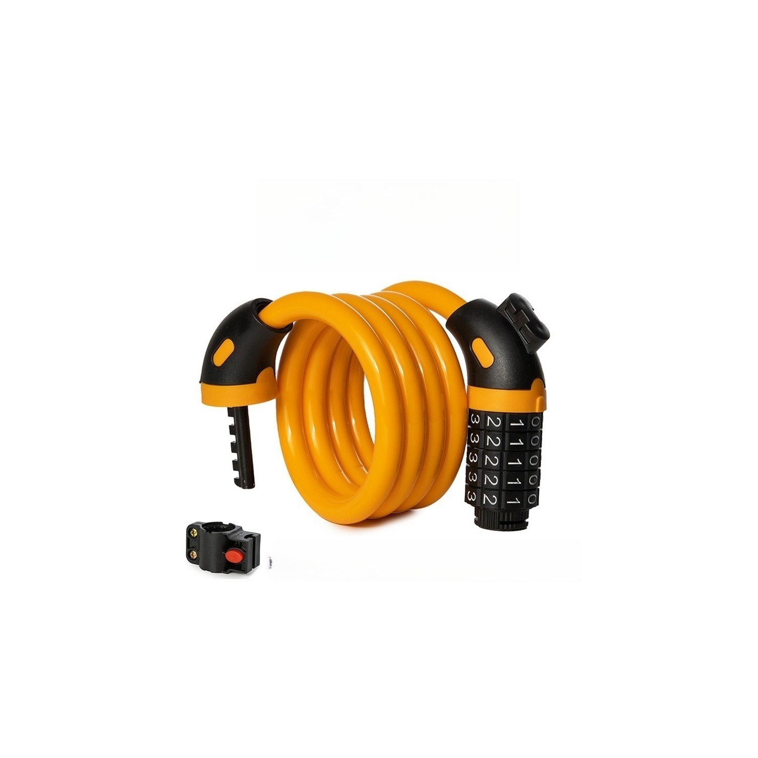 1.2M 5-digit password bicycle lock coil reset combination wire bicycle lock anti-theft password lock-yellow