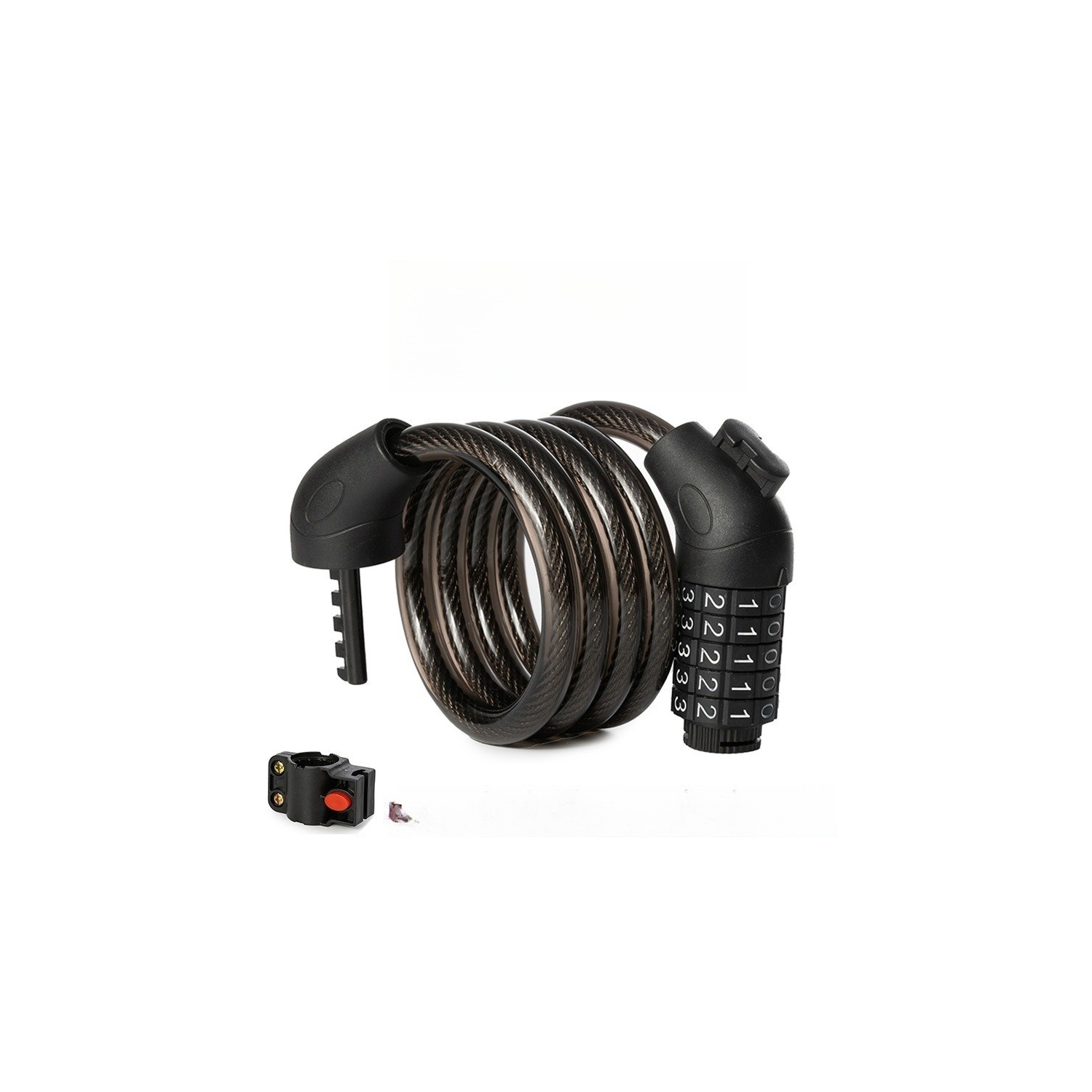 1.2M 5-digit password bicycle lock coil reset combination wire bicycle lock anti-theft password lock-black