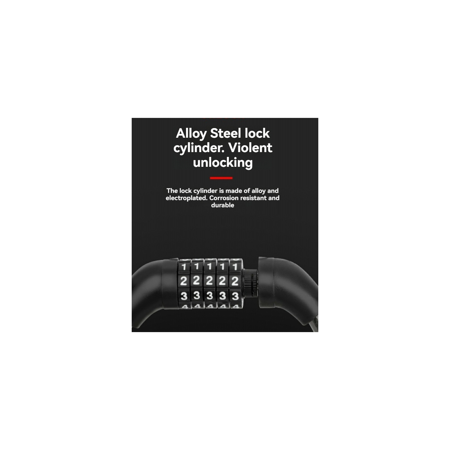 1.2M 5-digit password bicycle lock coil reset combination wire bicycle lock anti-theft password lock-black