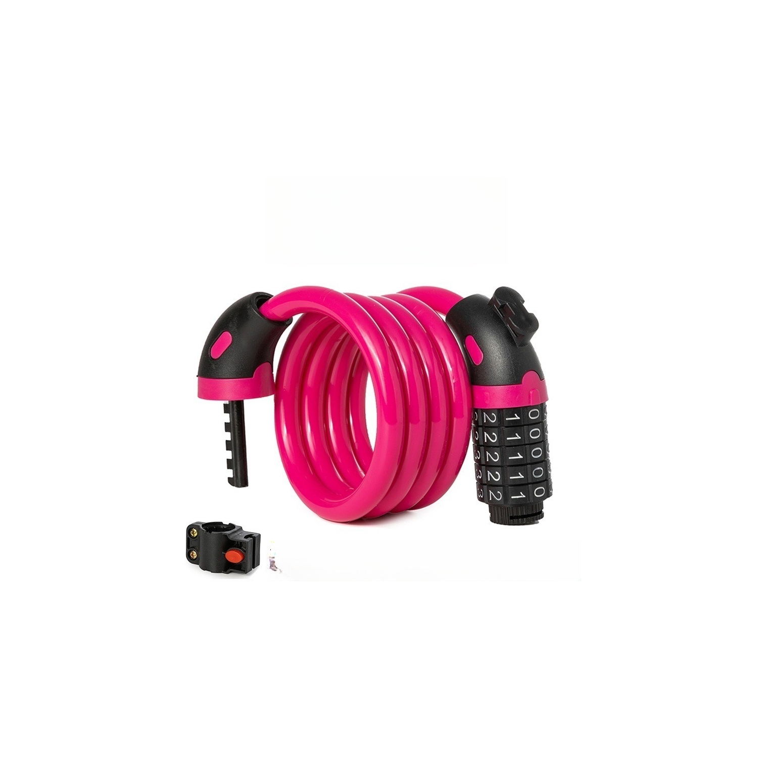 1.2M 5-digit password bicycle lock coil reset combination wire bicycle lock anti-theft password lock - pink