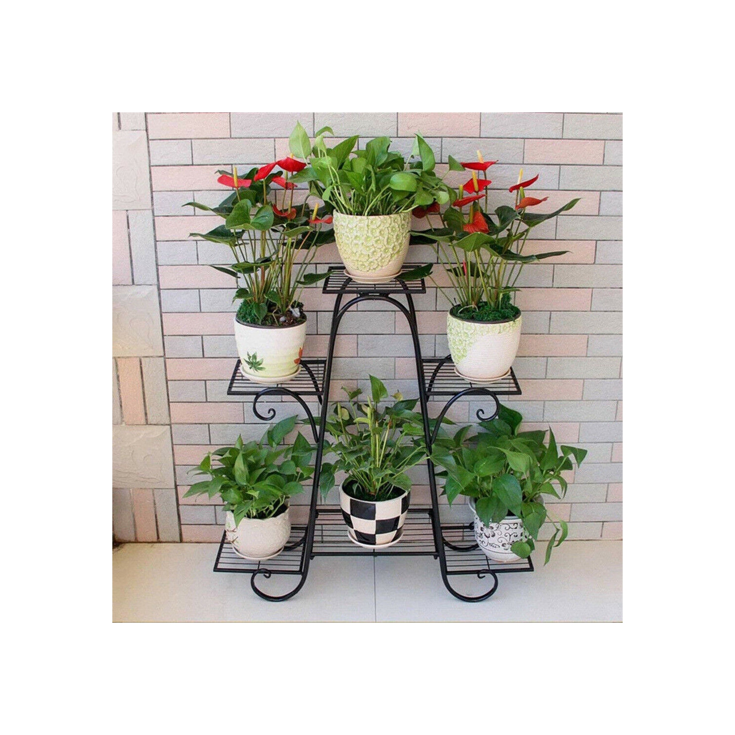 UNHO 6 Tier Plant Stands for Indoor and Outdoor, Metal Plant Stand Shelf, Flower Pot Holder Shelf for Multi Plants, Multilayer Potted Planters