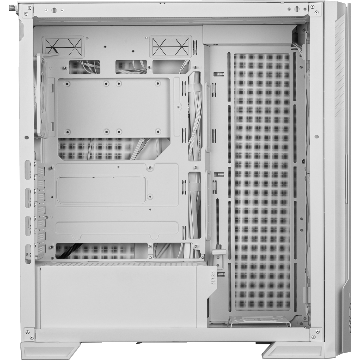 MSI MPG Velox 300R Airflow PZ White - Mid-Tower Gaming PC Case - Tempered Glass Side Panel - 2 x 160 mm Dual Layer Blades Fans - Support up to 360mm