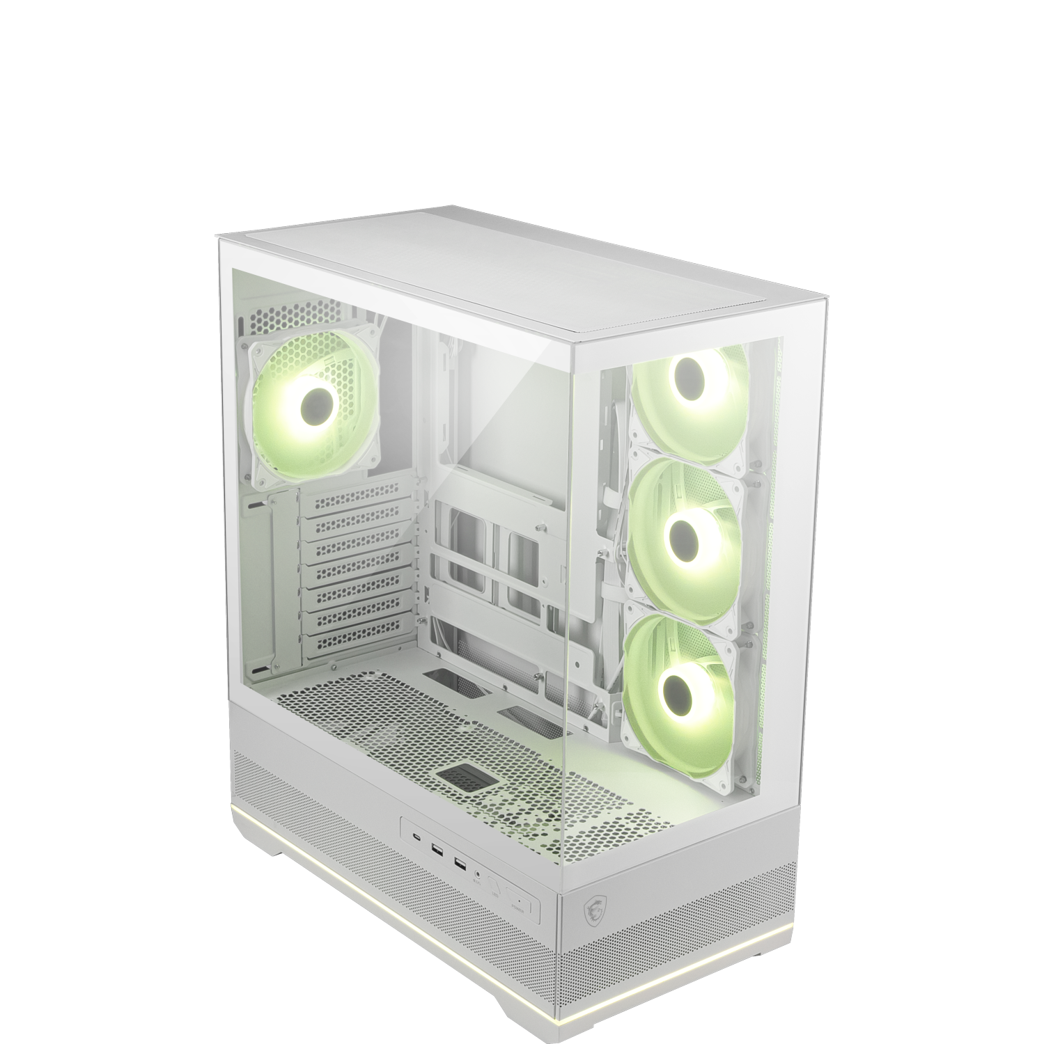 MAG PANO 110R PZ de MSI - Blanc - Boîtier d'ordinateur de jeu mi-tour - Panneau latéral en verre trempé - 3 ventilateurs 120&nbsp;mm ARVB - Prend en