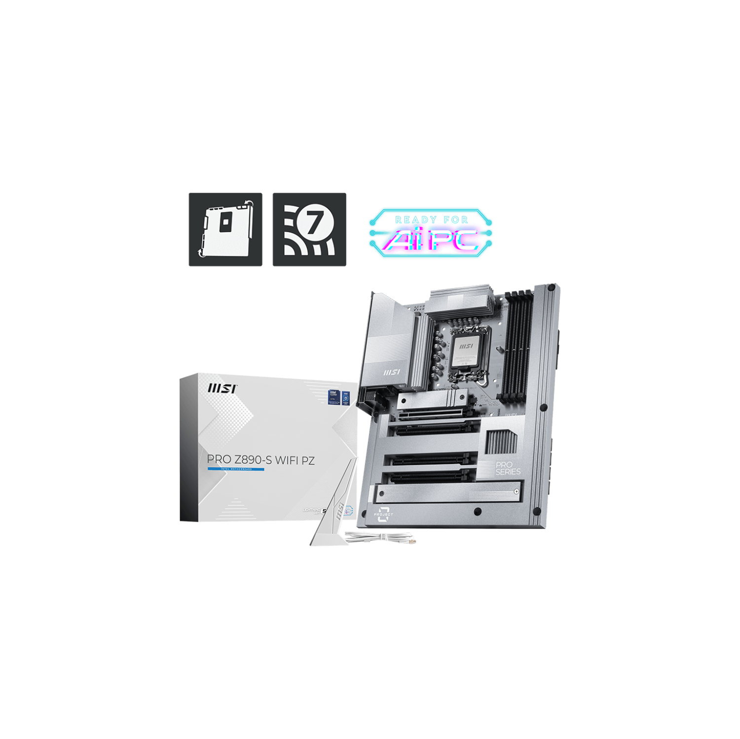 MSI PRO Z890-S WIFI PZ w/ DDR5, PCIe 5.0 x16 Slot, Triple M.2 Slots, 7.1 Audio, Thunderbolt 4, 2.5Gb LAN, Wi-Fi 7, Bluetooth 5.4