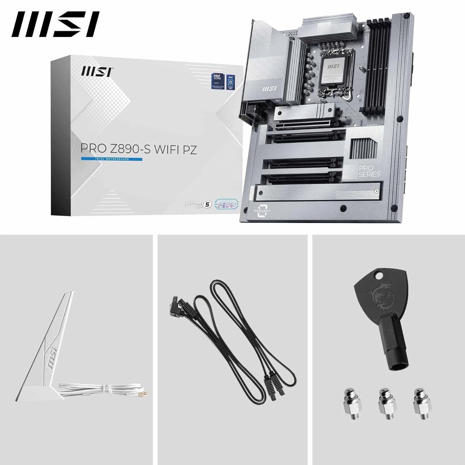 MSI PRO Z890-S WIFI PZ w/ DDR5, PCIe 5.0 x16 Slot, Triple M.2 Slots, 7.1 Audio, Thunderbolt 4, 2.5Gb LAN, Wi-Fi 7, Bluetooth 5.4