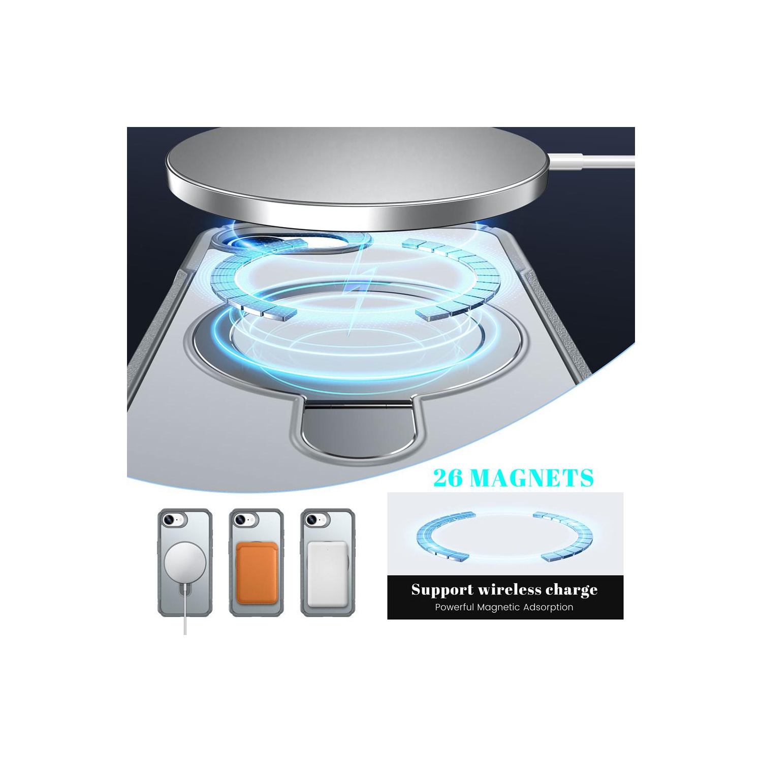 XCRS – Étui magnétique Vivid pour téléphone avec béquille rotative invisible, étui MagSafe pour iPhone 16e 2025 d'Apple