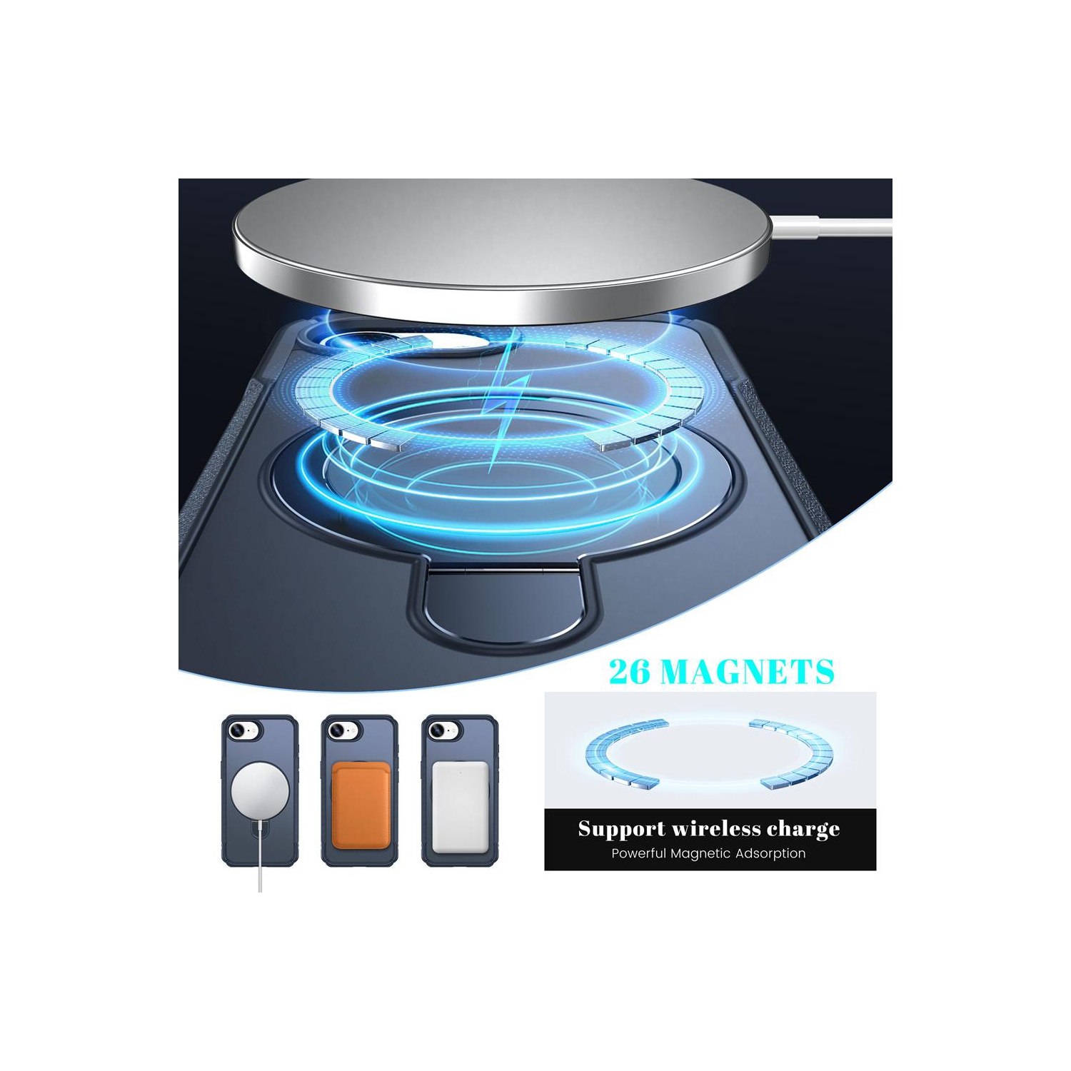 XCRS – Étui magnétique Vivid pour téléphone avec béquille rotative invisible, étui MagSafe pour iPhone 16e 2025 d'Apple