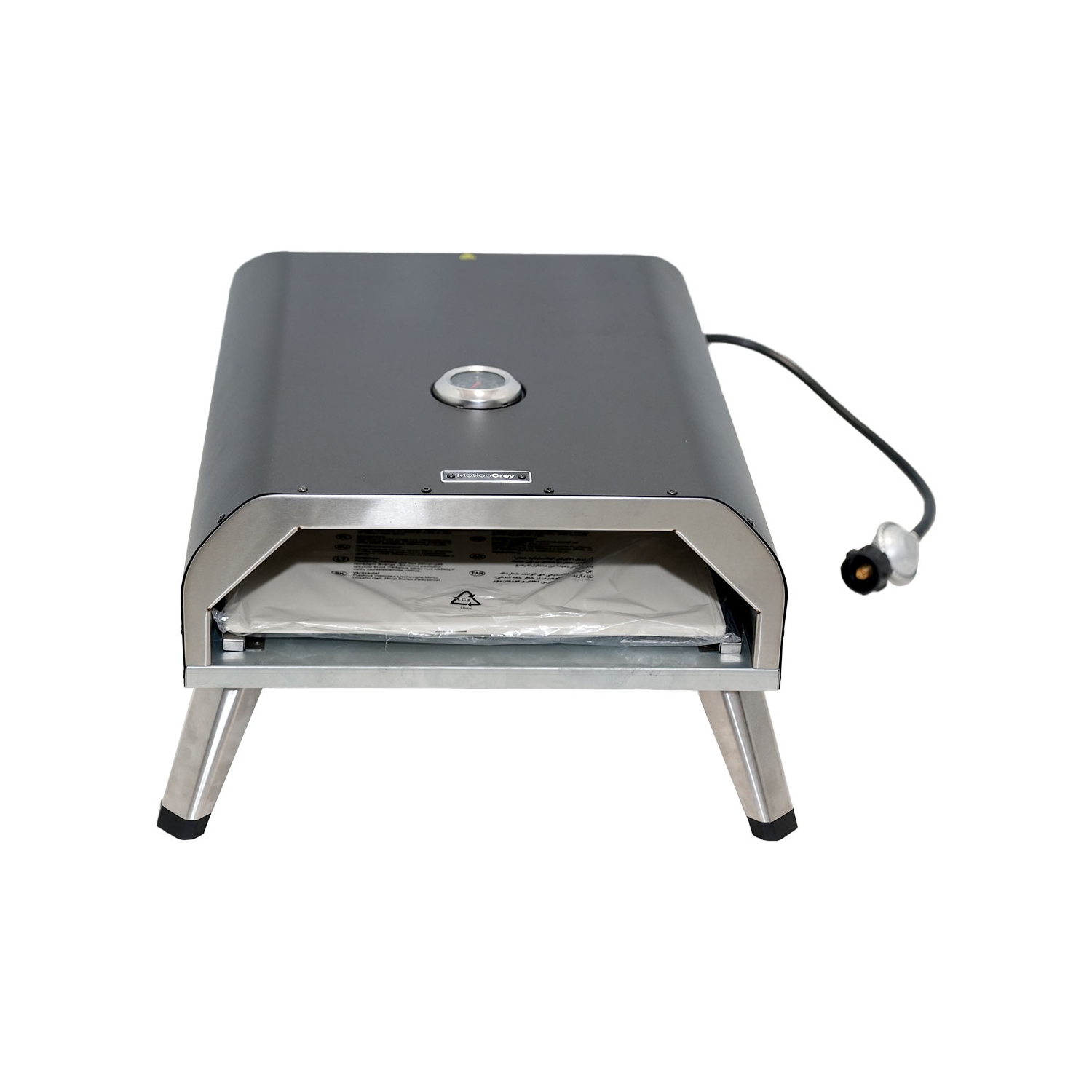 MotionGrey 16" Portable Gas Pizza Oven – Outdoor Propane Oven with Pizza Stone – Ideal for Backyard Cooking, Camping, and Parties – Reaches High