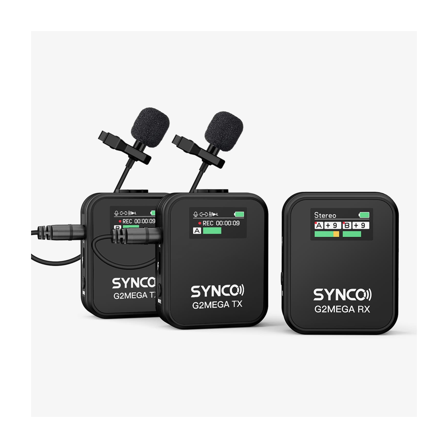 SYNCO Wireless Lavalier Microphone, G2A2 MEGA lav mic with Charging Case 8 GB Onboard Recording 24H 656ft Video Recording Streaming for