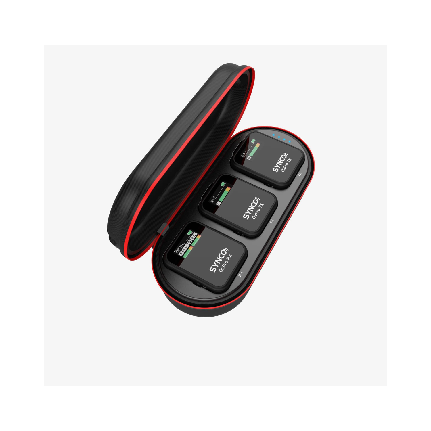 SYNCO – Micro-cravate sans fil, G2(A2) Pro 2.4G double micro-cravate avec étui 656 pi 8H pour Vlog Live Stream en ligne YouTube pour appareil photo