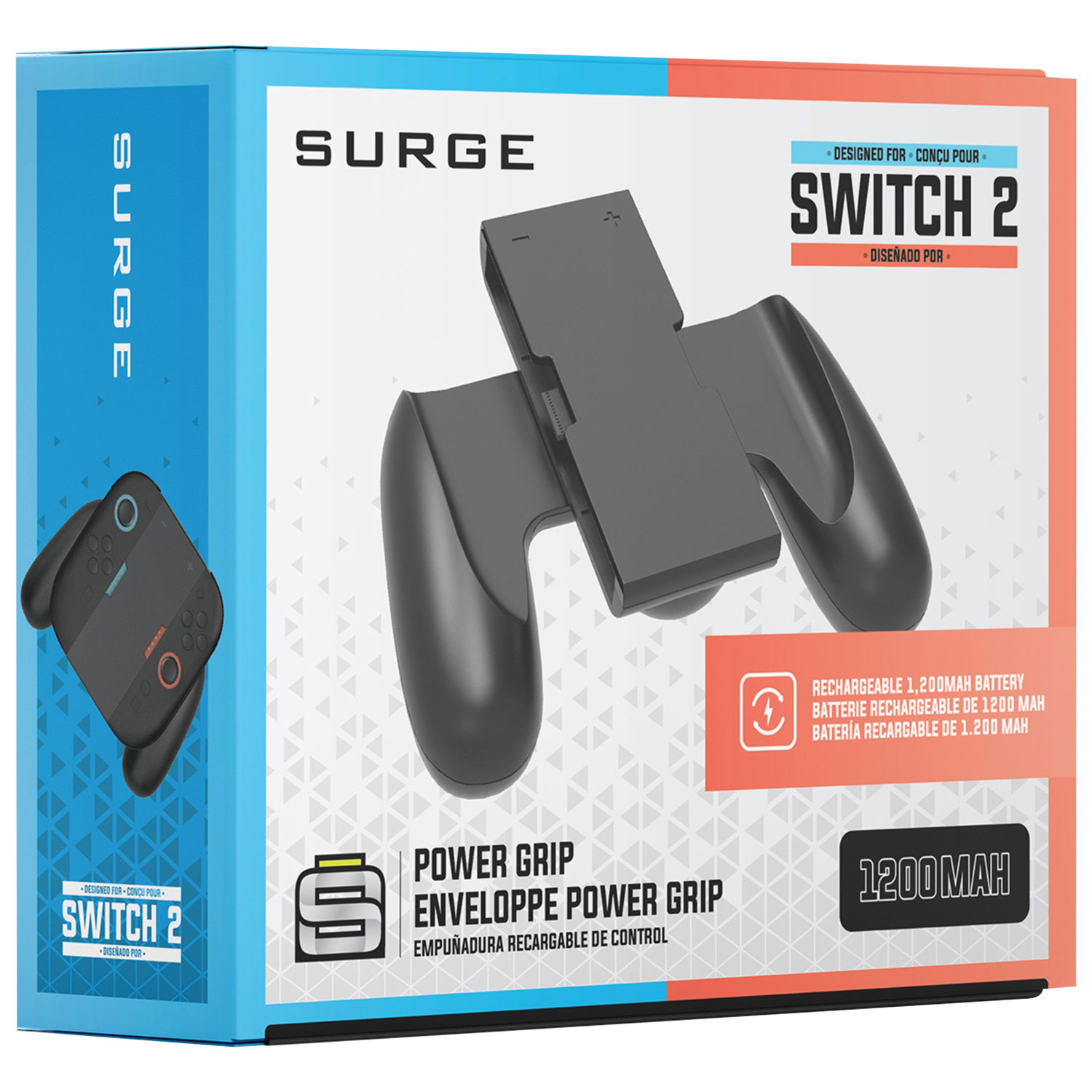 Enveloppe rechargeable Pro Controller Power Grip de Surge pour Switch 2 - Noir