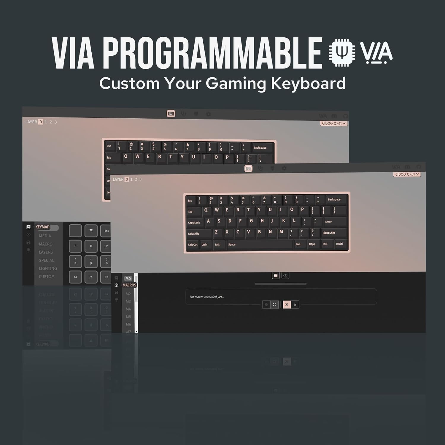 MechLands – CIDOO QK61 V2 PAR clavier programmable compact à 60 %, USB-C/BT5.0/2.4 GHz sans fil, clavier mécanique personnalisé remplaçable à chaud