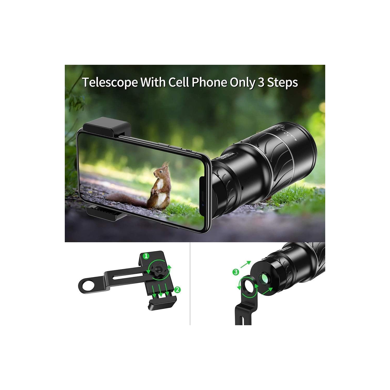 Monoculaire haute puissance 16X52 Télescope monoculaire compact étanche à double focale HD Télescope monoculaire de chasse