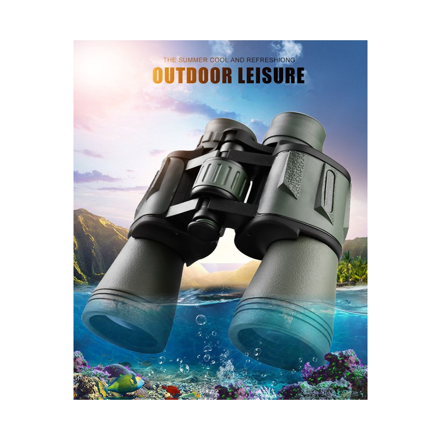 20x50 High Power HD Binoculars, Professional Military Compact Waterproof Binoculars, Outdoor Travel Binoculars - Army Green