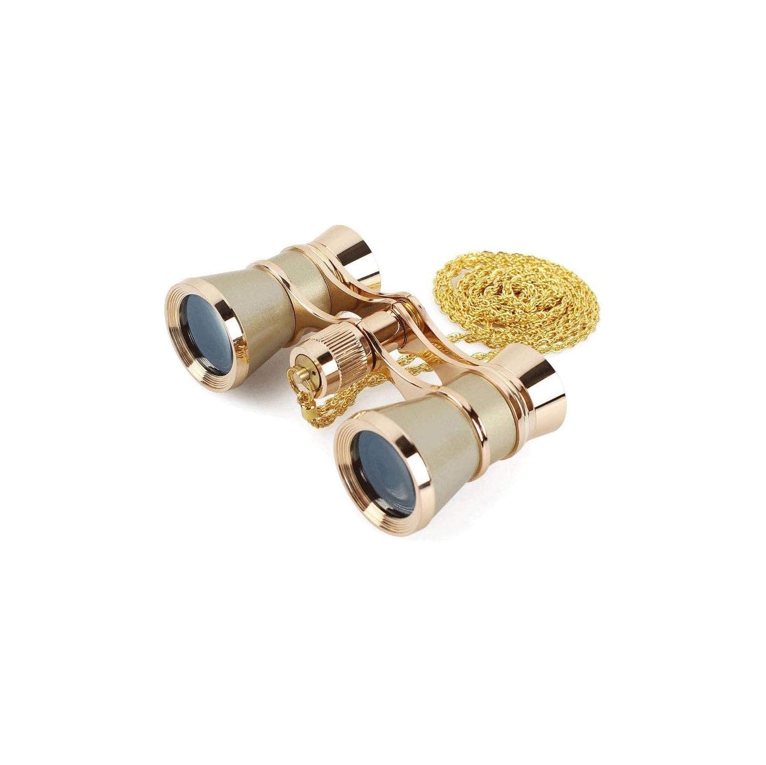3X25 Opera Binoculars Chain/With Handle Metal Body Optical Lens Movie Telescope Vintage Design Girls Gift Transparent Monocular Telescope - Gold
