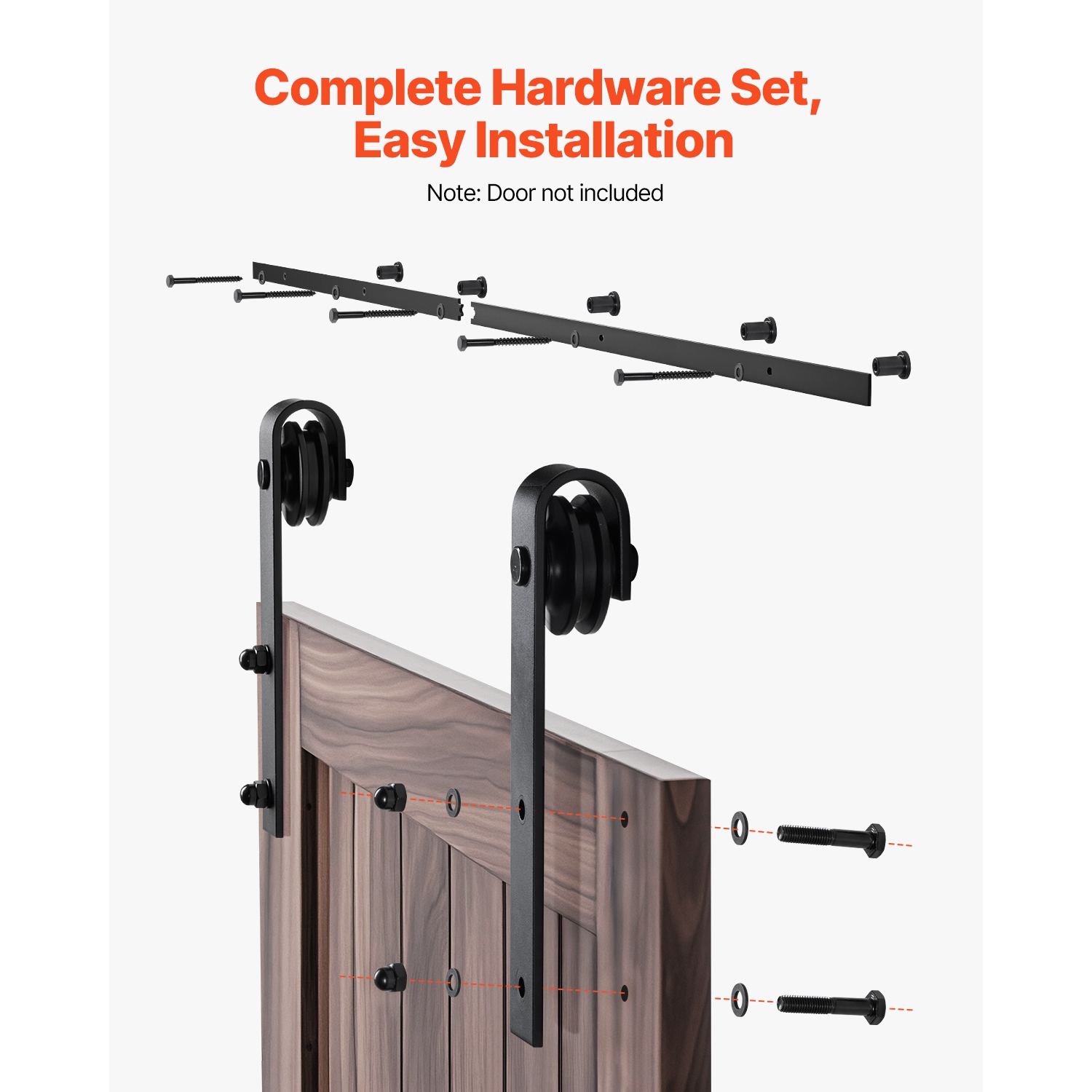 VEVOR 6.6FT Sliding Barn Door Hardware Kit, 330 LBS Weight Capacity, Compatible with 36-40 Inches Width & 1-3/8 to 1-3/4 Inches Thickness Sliding