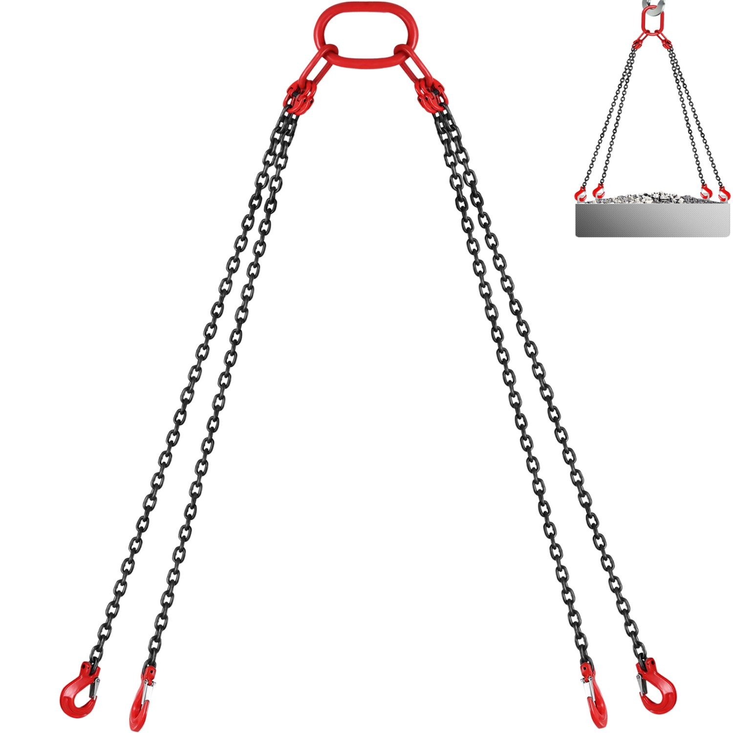VEVOR 5/16 inch x 10 ft Lifting Chains with Hooks, G80 Engine Chain Hoist Lifts, 11000 lbs/5 Ton Capacity Lifting Sling Chains for Engine Hoist, Lift