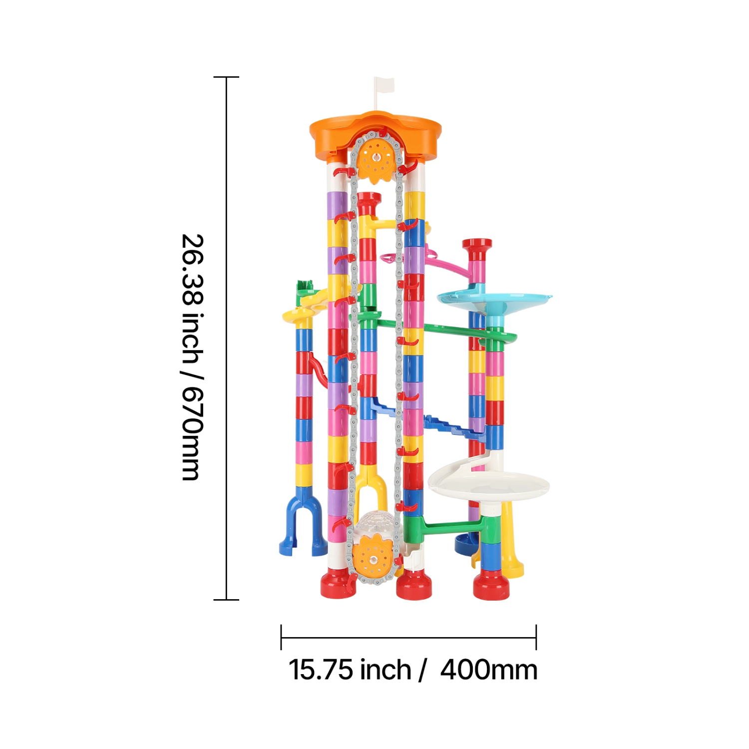 VEVOR 230 PCS Marble Run Set, with Motorized Elevator, with 15 Plastic Marbles, Maze Building Block Brain Game, Educational Learning Race Track STEM