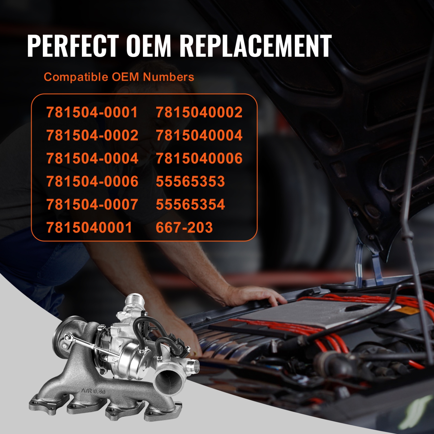 VEVOR 1.4L Complete Turbo Turbocharger Chevy Chevrolet Cruze 2011-2015 with Gasket Kit and Solenoid Valve, Sonic 2012-2020 & Trax 2013-2021 & Buick