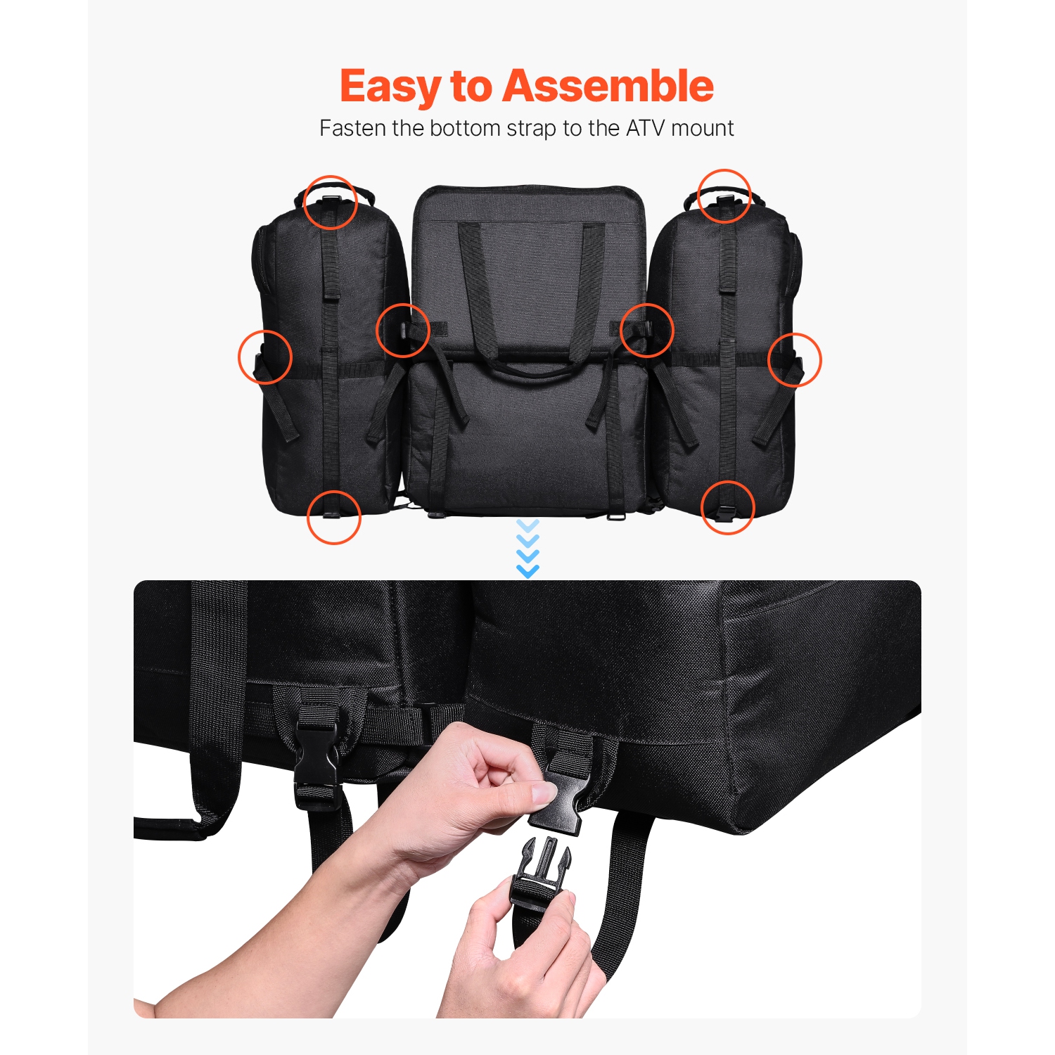 VEVOR 74L ATV Rear Storage Bag, Rear Cargo Bag with Cooler Insulated Bag, 600D Oxford Cloth Storage Rear Rack Seat Bag Fit Most ATVs with Rear Rack,