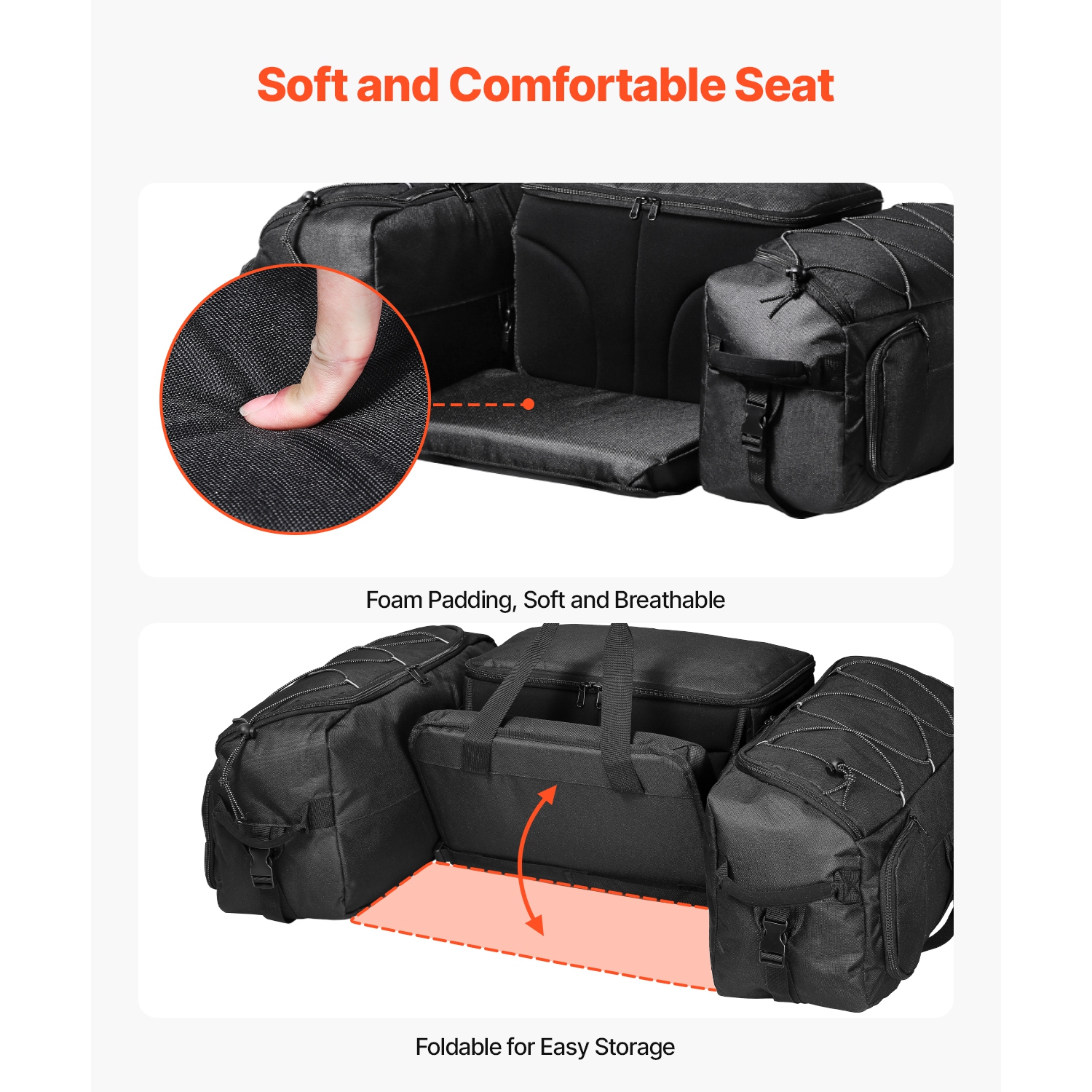 VEVOR 74L ATV Rear Storage Bag, Rear Cargo Bag with Cooler Insulated Bag, 600D Oxford Cloth Storage Rear Rack Seat Bag Fit Most ATVs with Rear Rack,