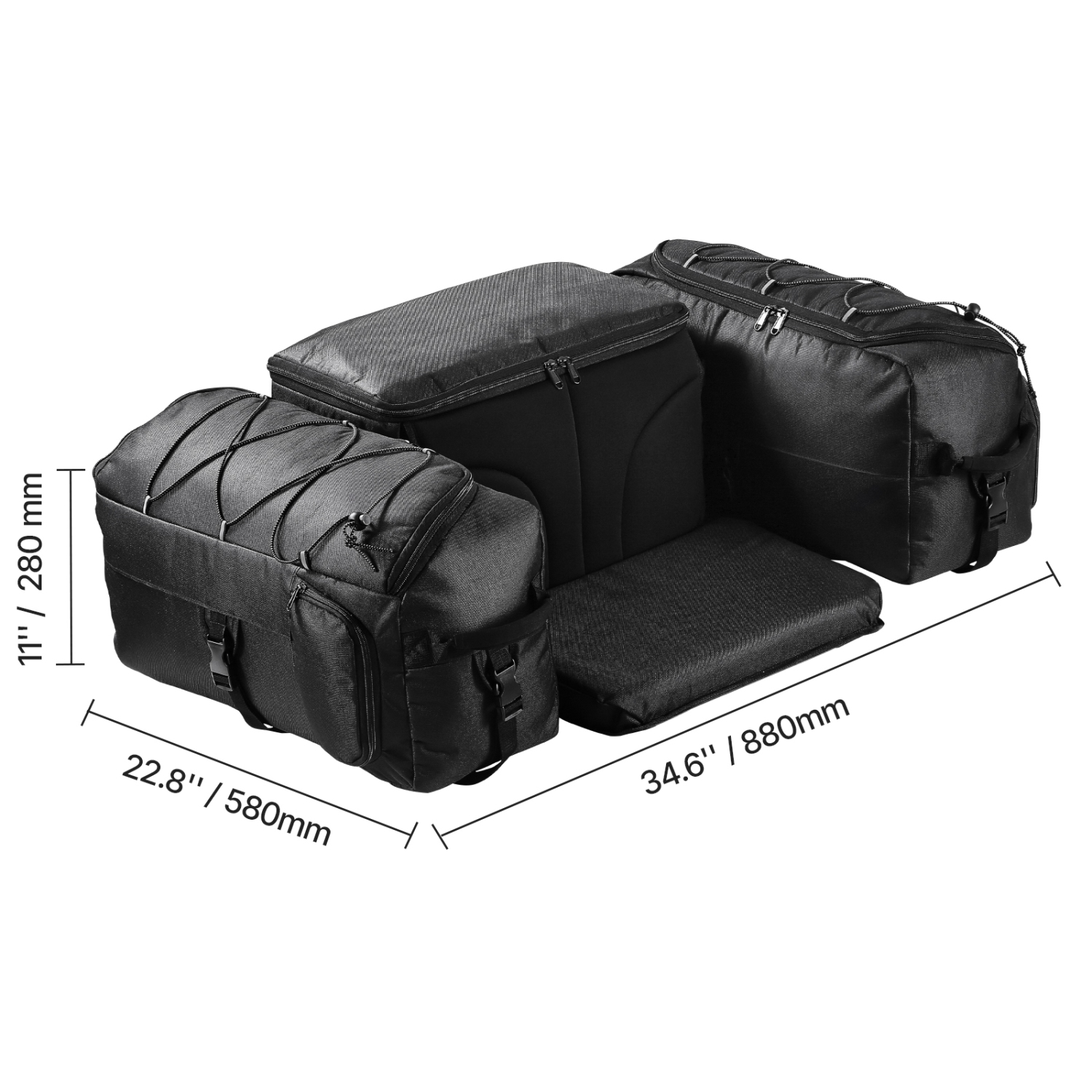 VEVOR 74L ATV Rear Storage Bag, Rear Cargo Bag with Cooler Insulated Bag, 600D Oxford Cloth Storage Rear Rack Seat Bag Fit Most ATVs with Rear Rack,
