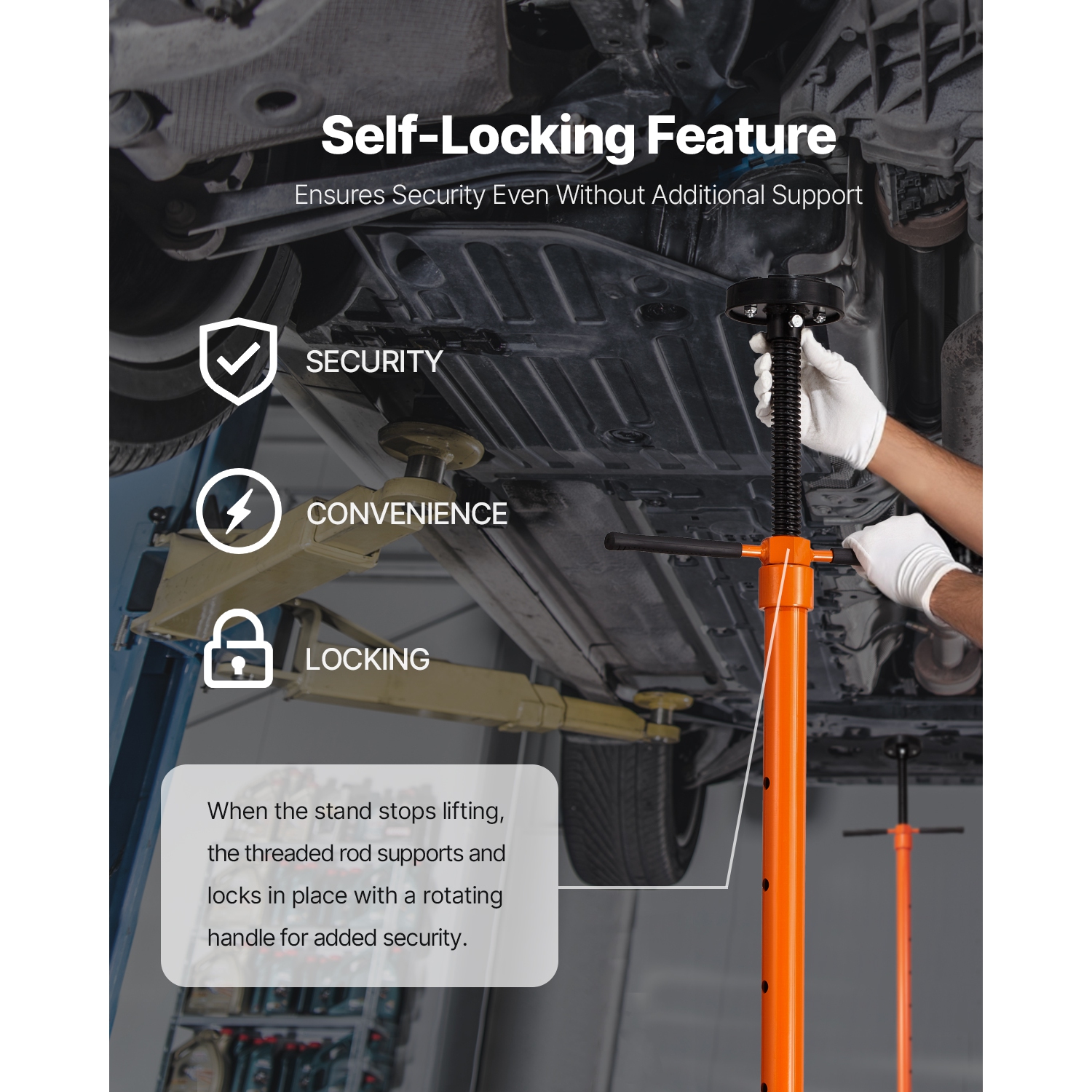 Support de support de treuil à capacité en tonnes VEVOR 3/4, support de cric de levage, levage de 38,4 à 75,4&nbsp;po, poignée d'essorage montée sur