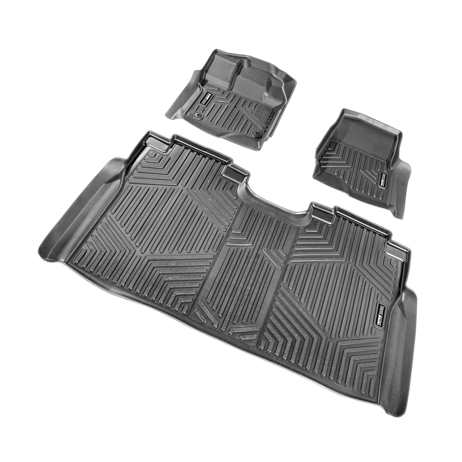VEVOR Automotive Floor Mats, Fits for Ford F-150/F150 Lightning 2015-2024, 3 pcs Front and 2nd Row Liners, All Weather Custom Fit TPE Vehicle Floor
