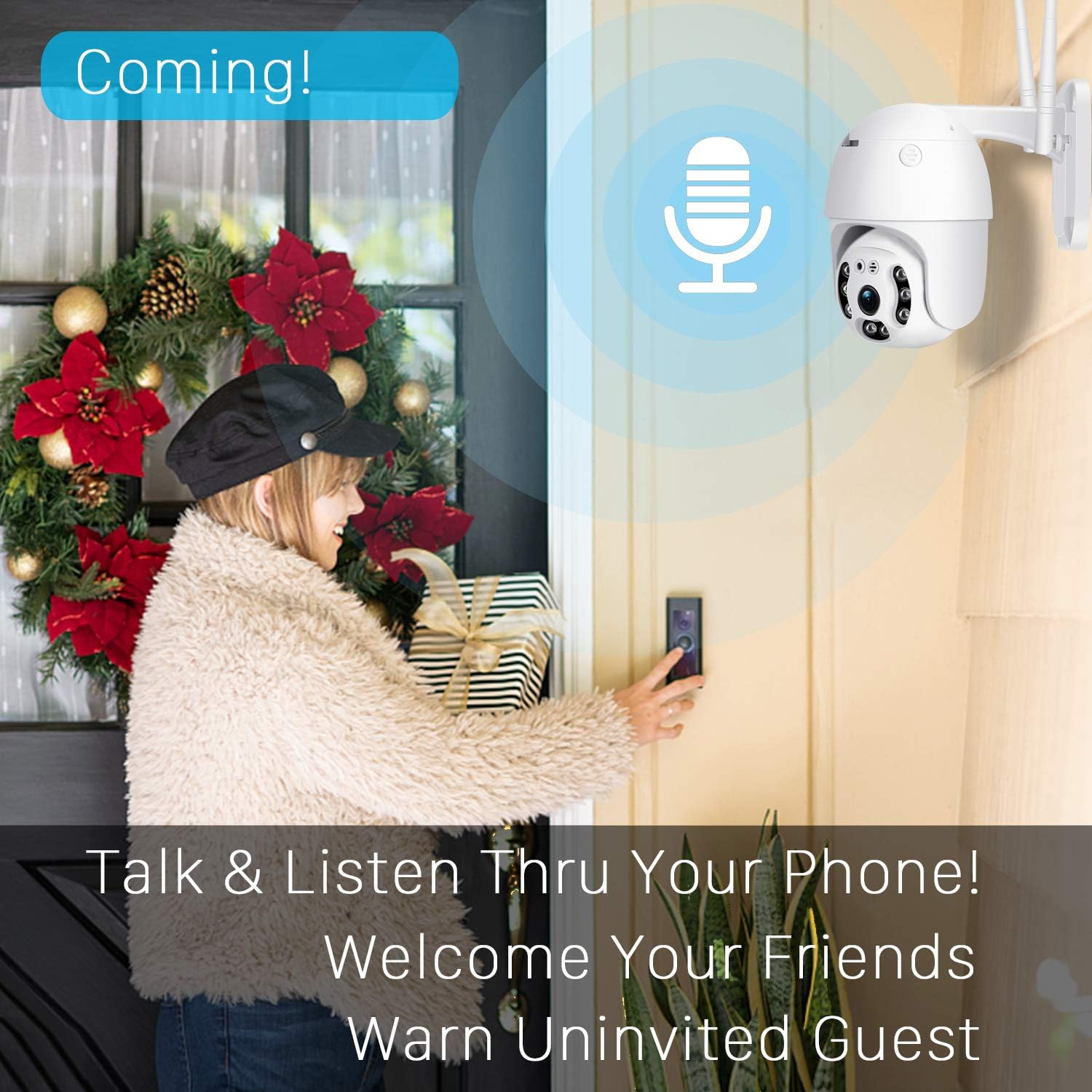 Indoor Security Camera, Pan/Tilt WiFi Camera, Dog Baby Camera with Mobile App, Motion Detection, Color Night Vision, Two-Way Audio