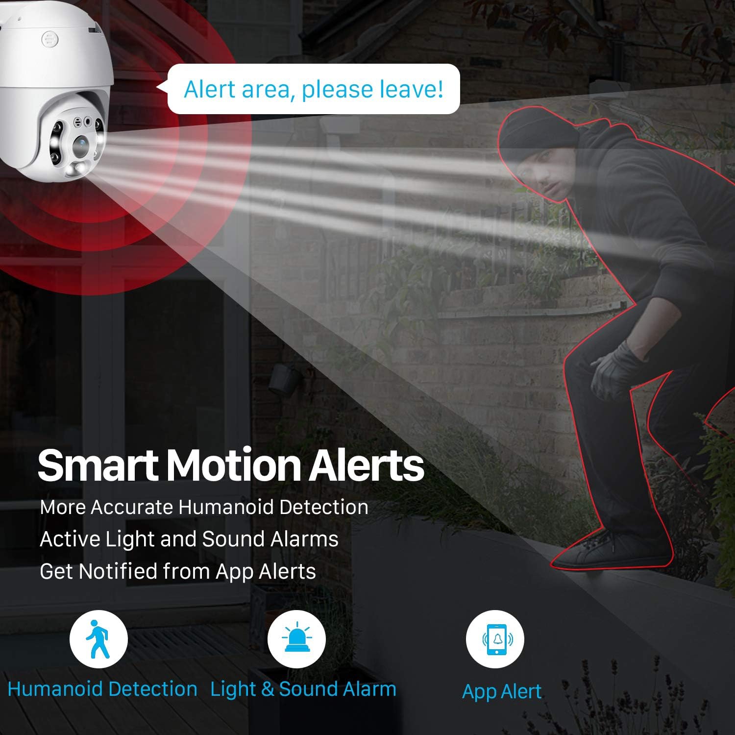 Indoor Security Camera, Pan/Tilt WiFi Camera, Dog Baby Camera with Mobile App, Motion Detection, Color Night Vision, Two-Way Audio