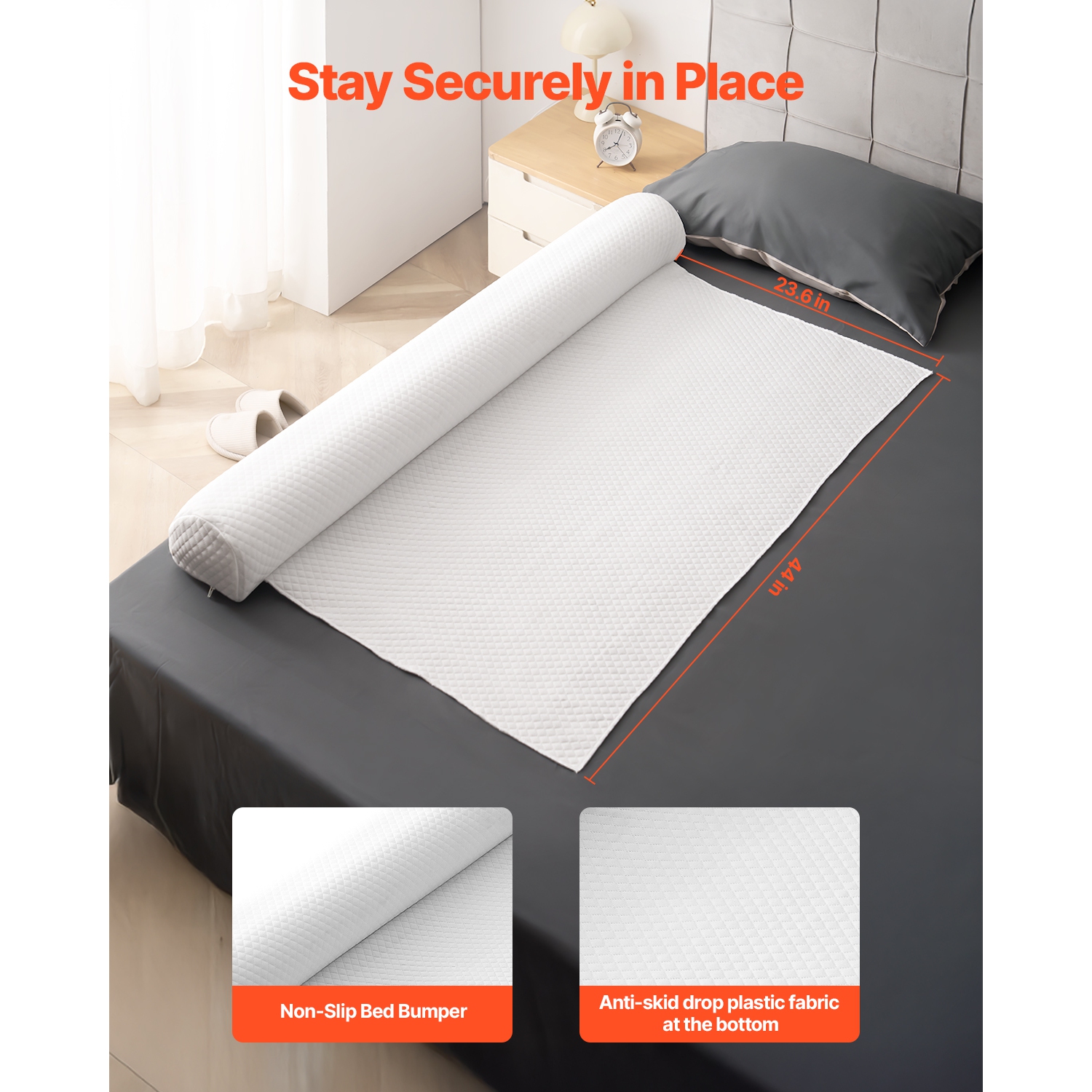 VEVOR 52-inch Bed Bumper for Toddlers, Inflatable Bed Guard Rail with Safety Flap, 2-Pack Toddler Bedrail Bumpers with Non-Slip Bottom &