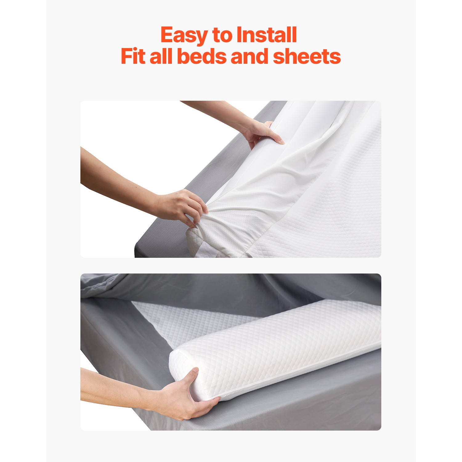 VEVOR 52-inch Bed Bumper for Toddlers, Inflatable Bed Guard Rail with Safety Flap, 2-Pack Toddler Bedrail Bumpers with Non-Slip Bottom &