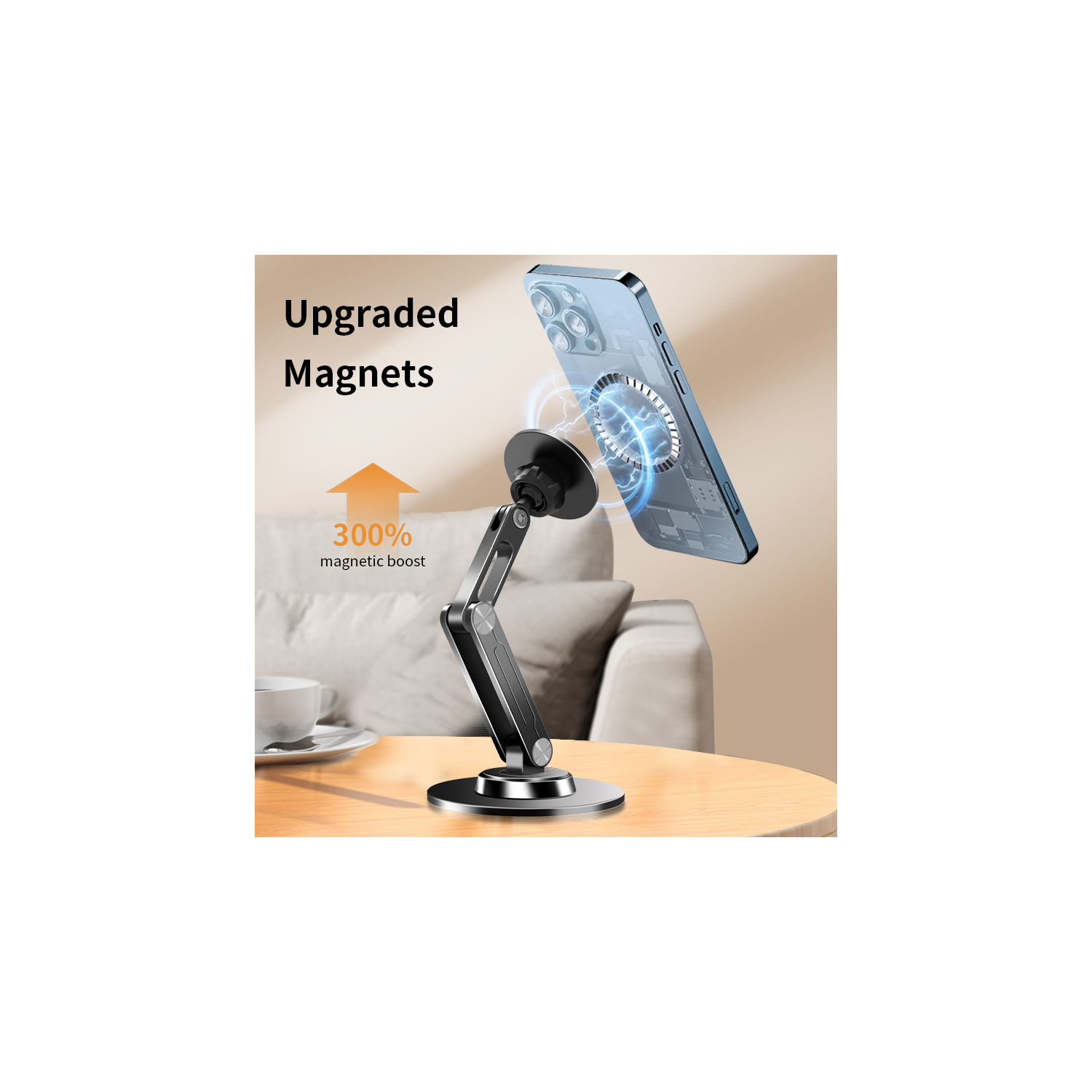 Convient au support pour iPad d'Apple, au support magnétique pour tablette, à l'aimant fort pouvant pivoter à 360 degrés degré pour bureau, angle